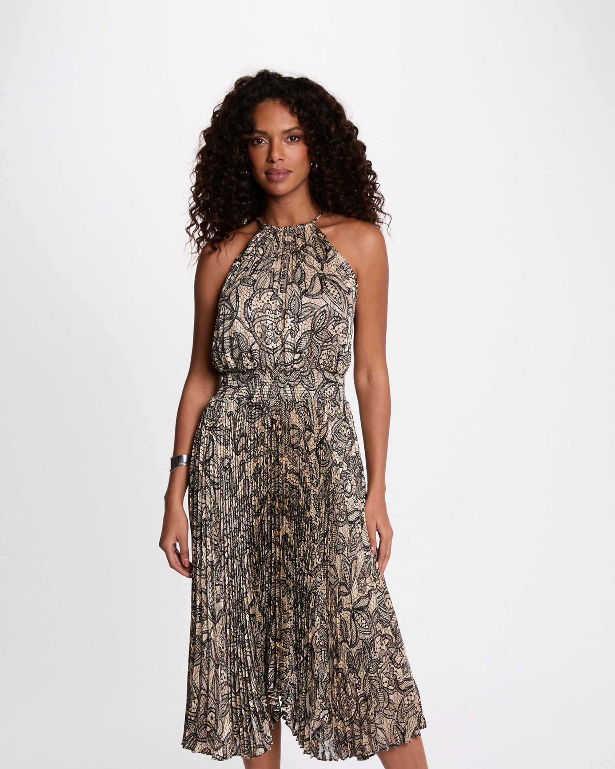 Imagem 0 de Vestido Comprido com Cintura Franzida e Estampado