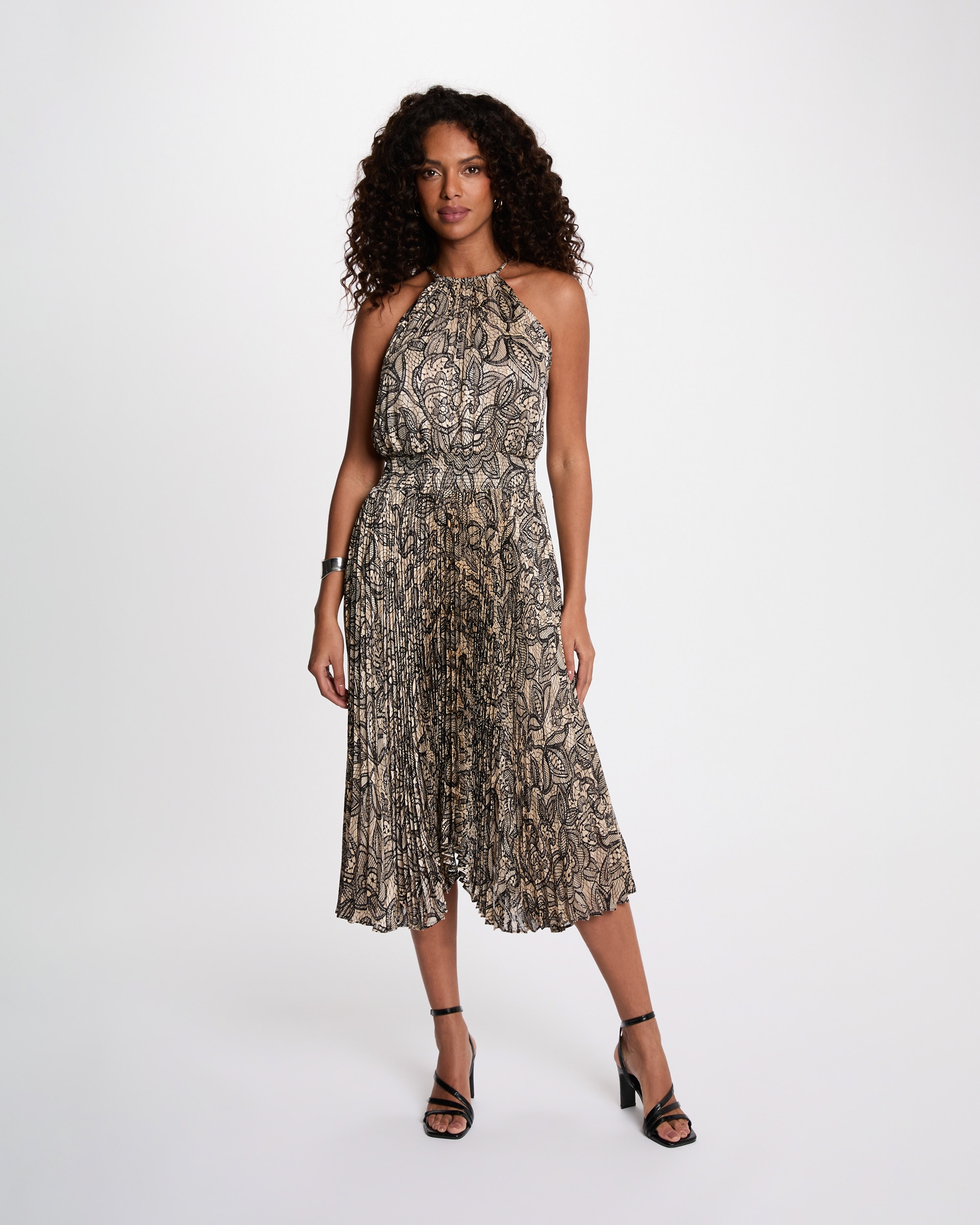 Vestido Comprido com Cintura Franzida e Estampado Multicolor-4