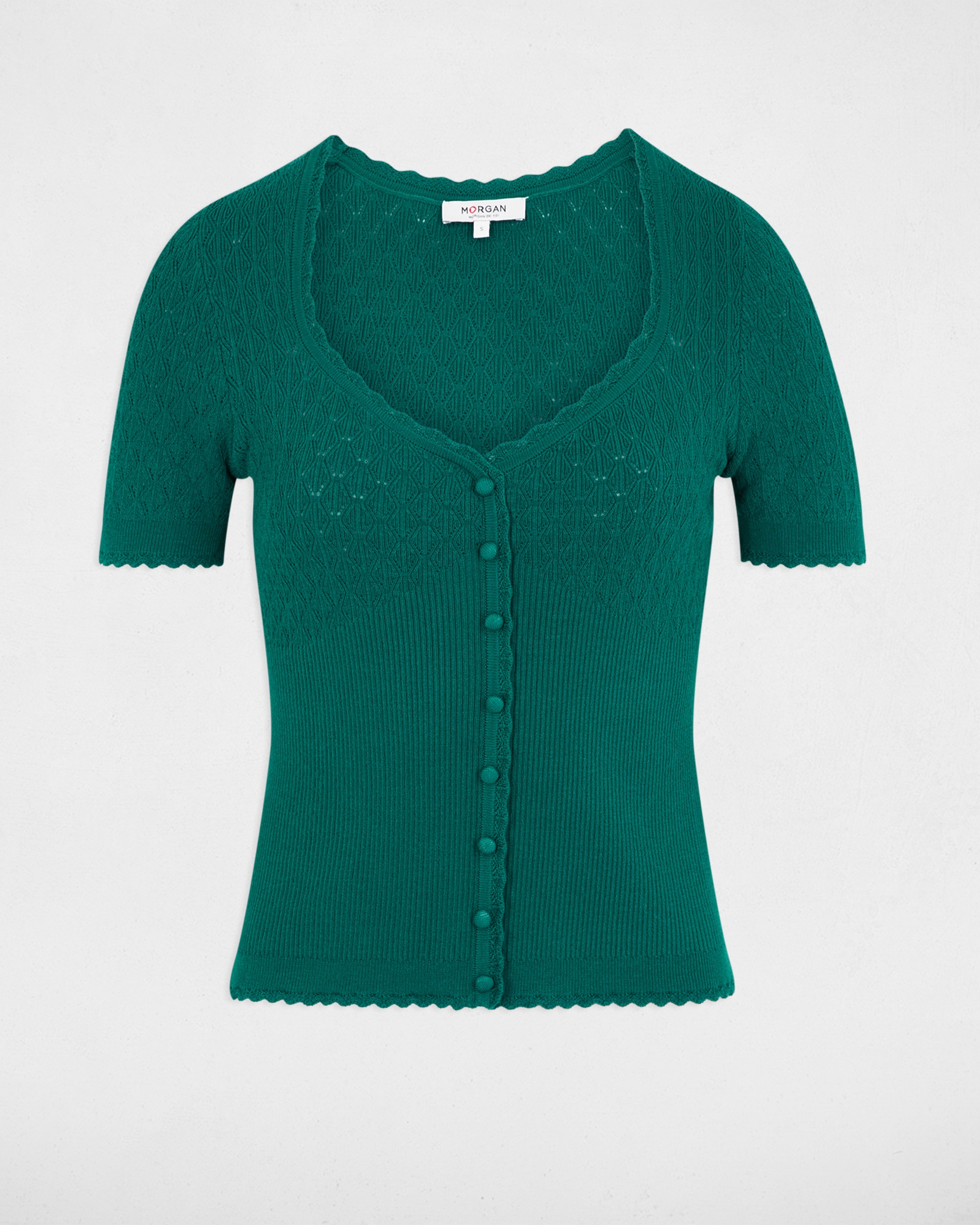 Camisola Ajustada com Gola em V Verde-2