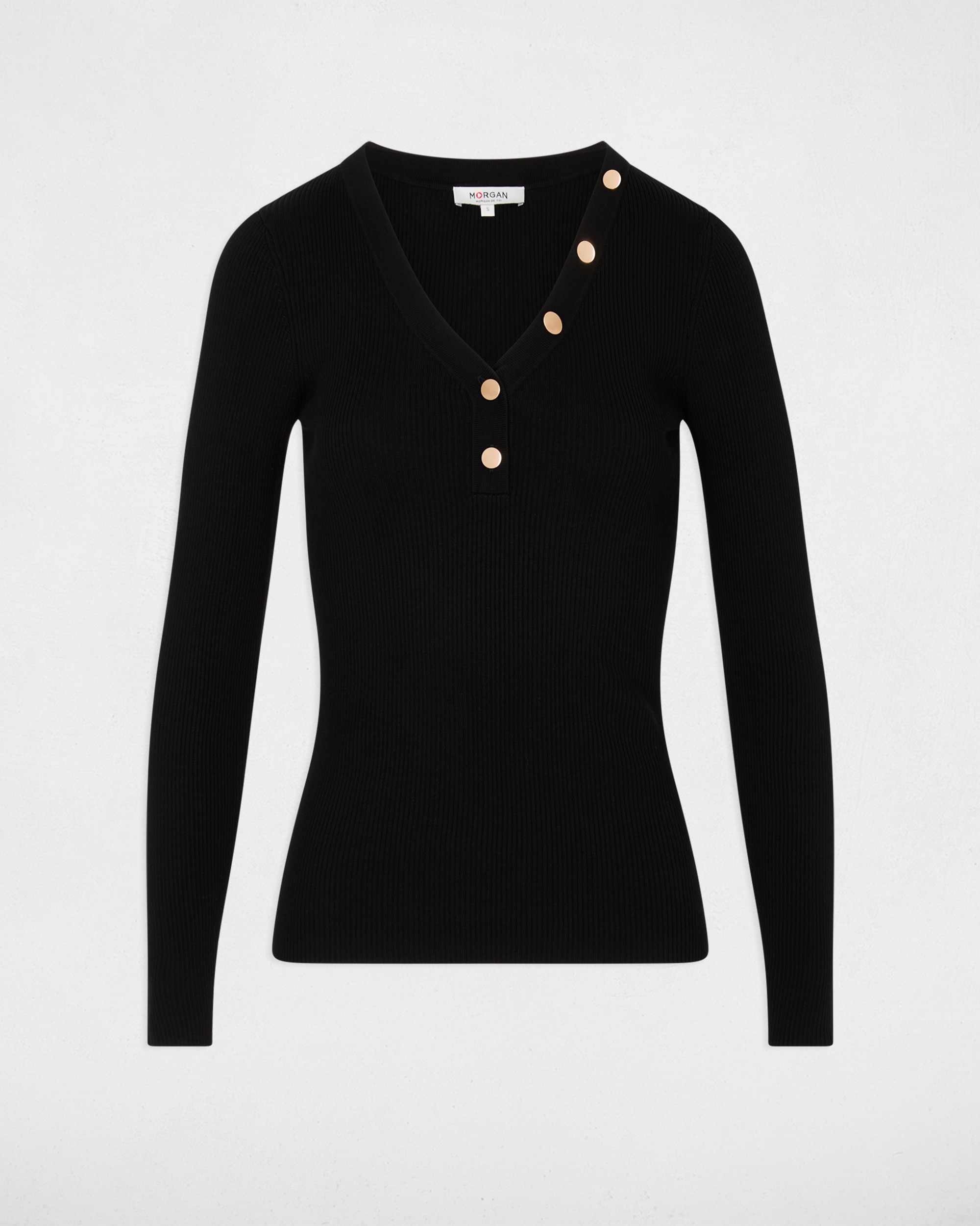 Camisola com Decote em V Preto-2