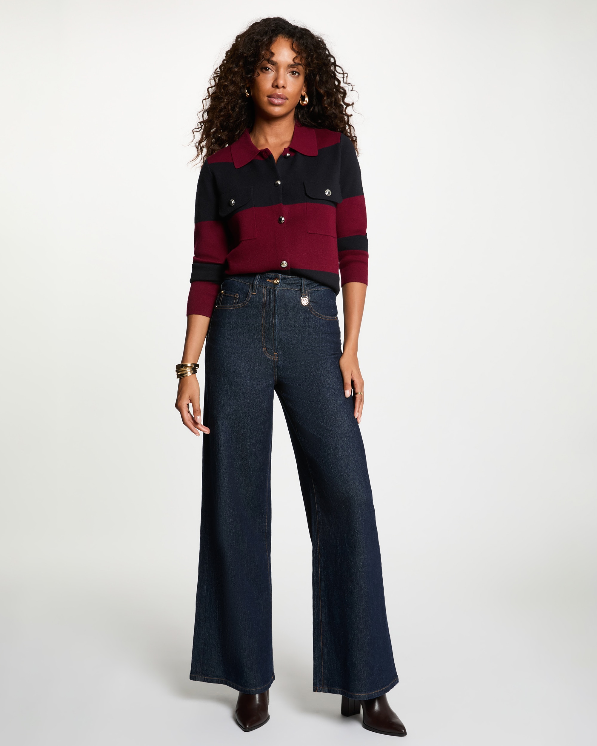 Cardigan com Gola Tipo Camisa Bordeaux-4