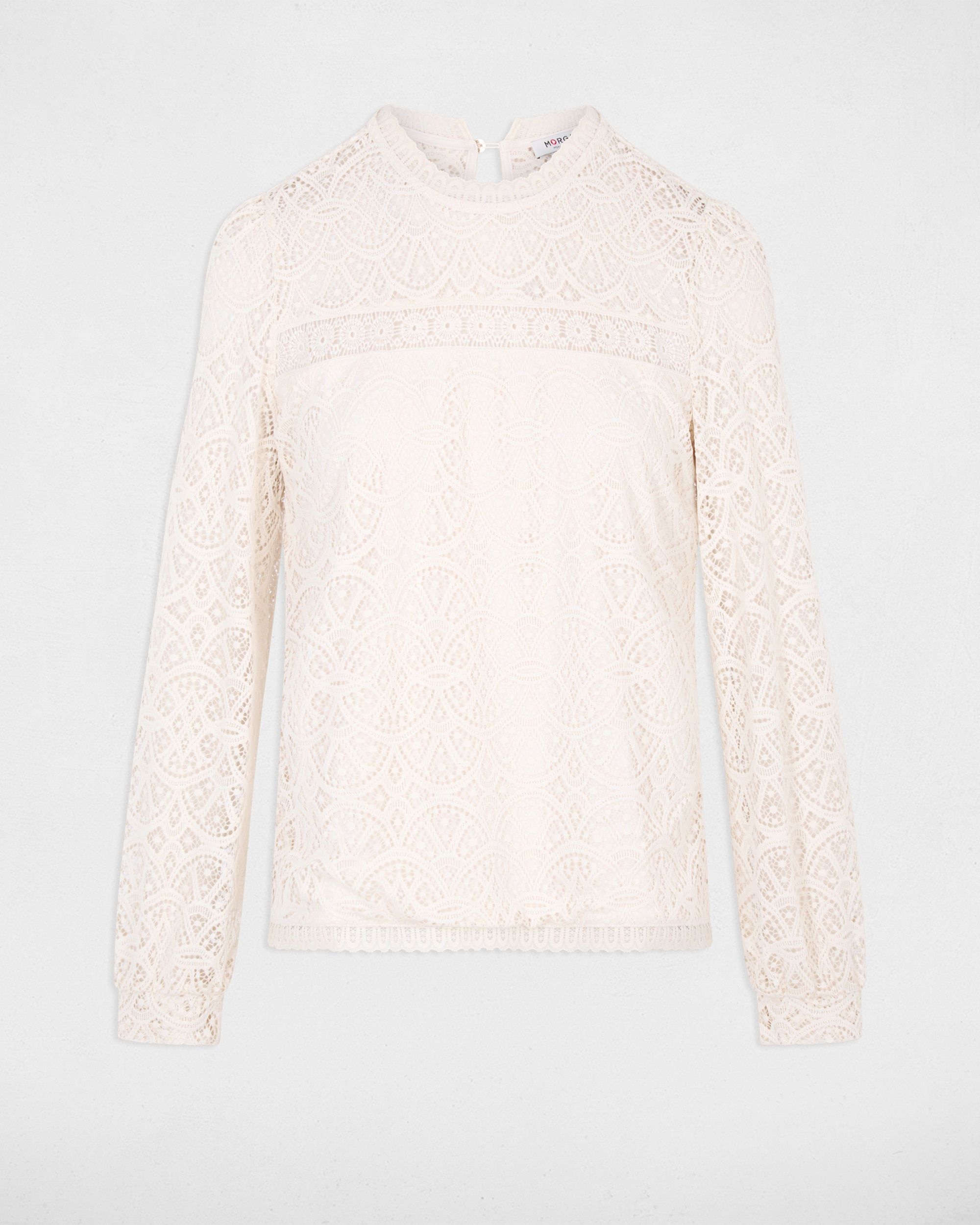 T-shirt com Renda Marfim-2