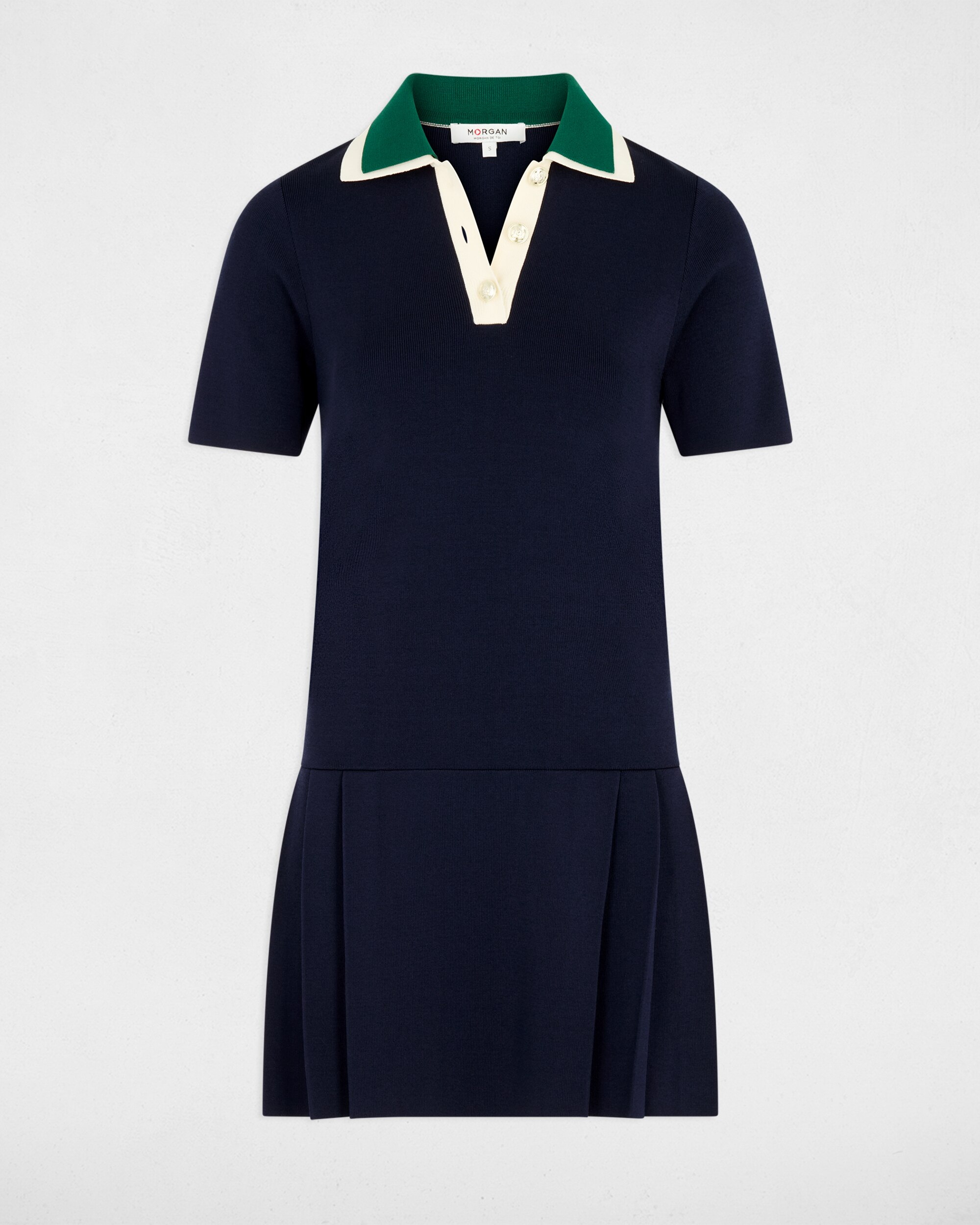 Vestido Curto com Gola Polo Azul-marinho-2