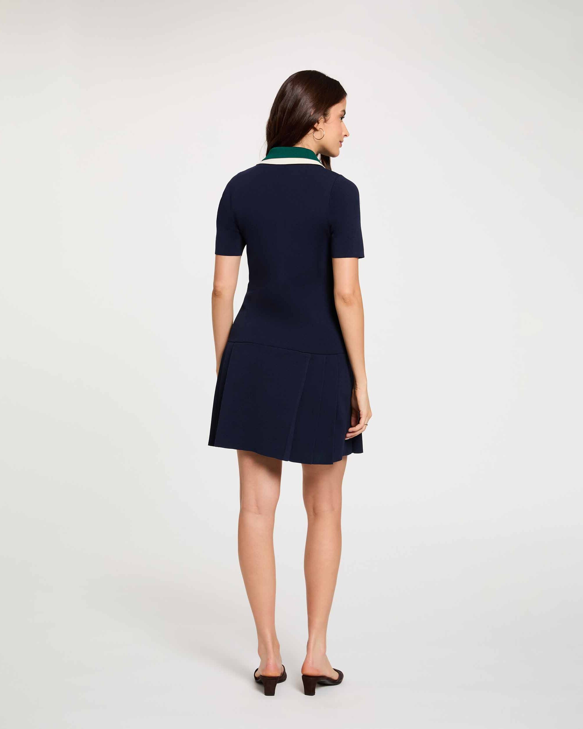 Vestido Curto com Gola Polo Azul-marinho-3