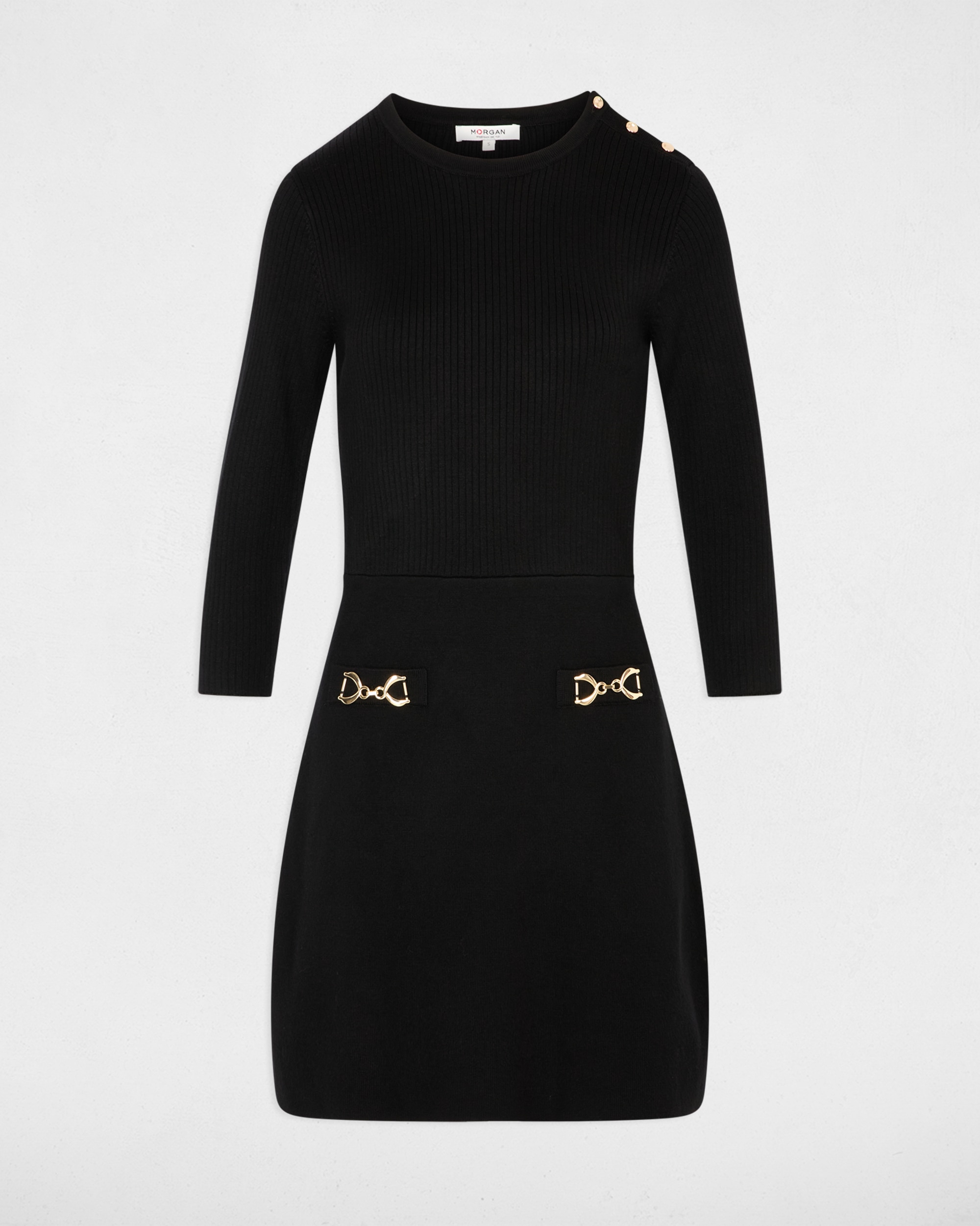 Vestido com Detalhes de Botões Preto-2