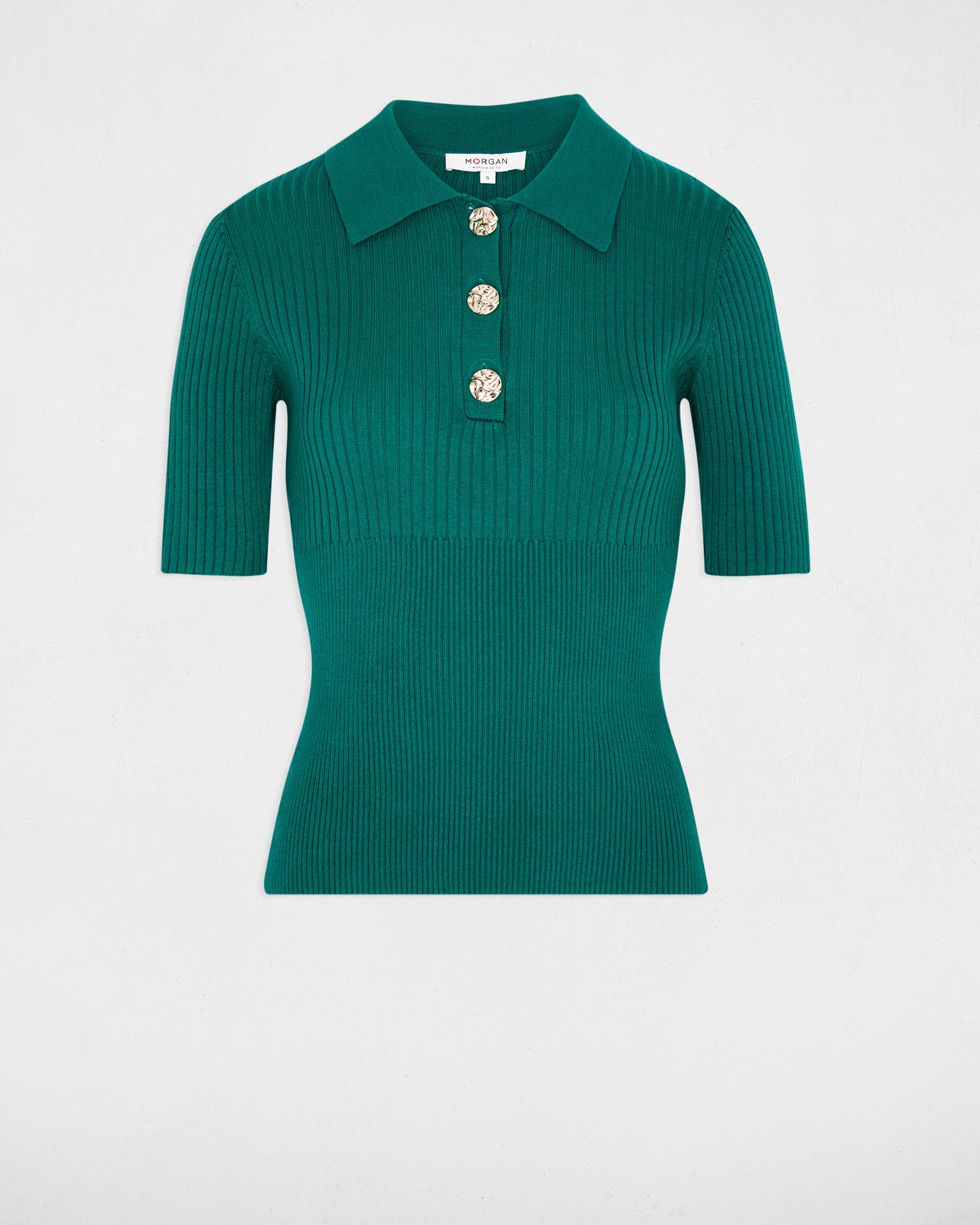 Polo em Malha Fina com Botões em Contraste Verde-2