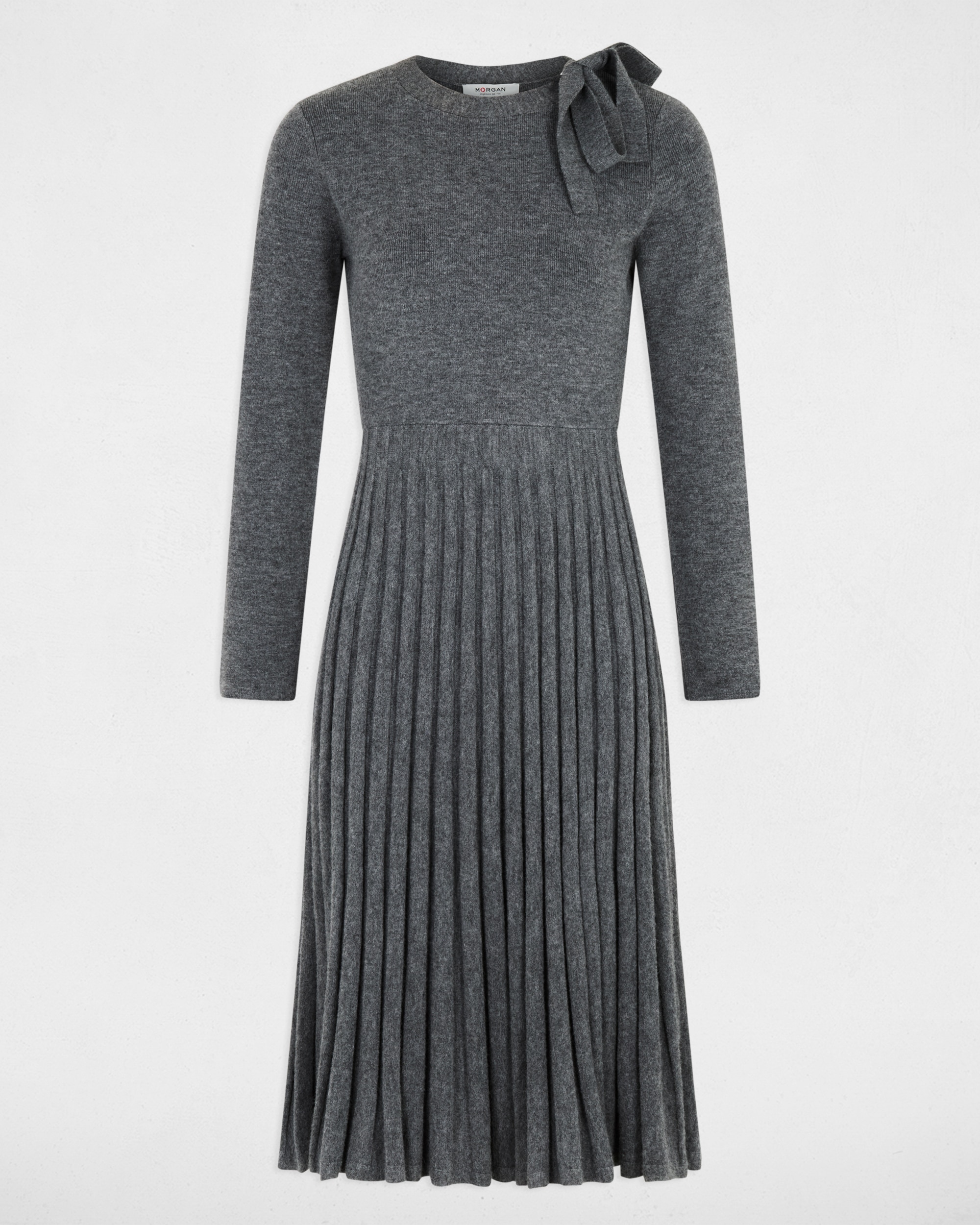 Vestido Midi em Malha de Lã Cinzento-claro-2