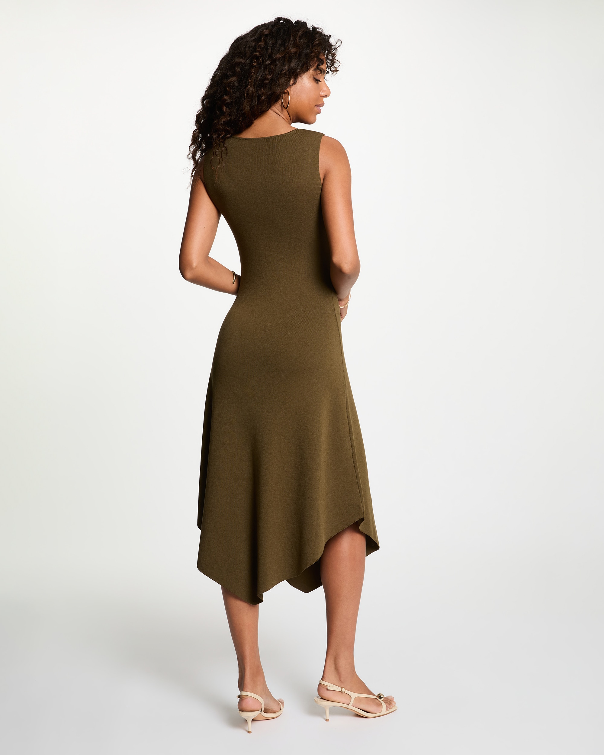 Vestido com Decote em V Verde-militar-3