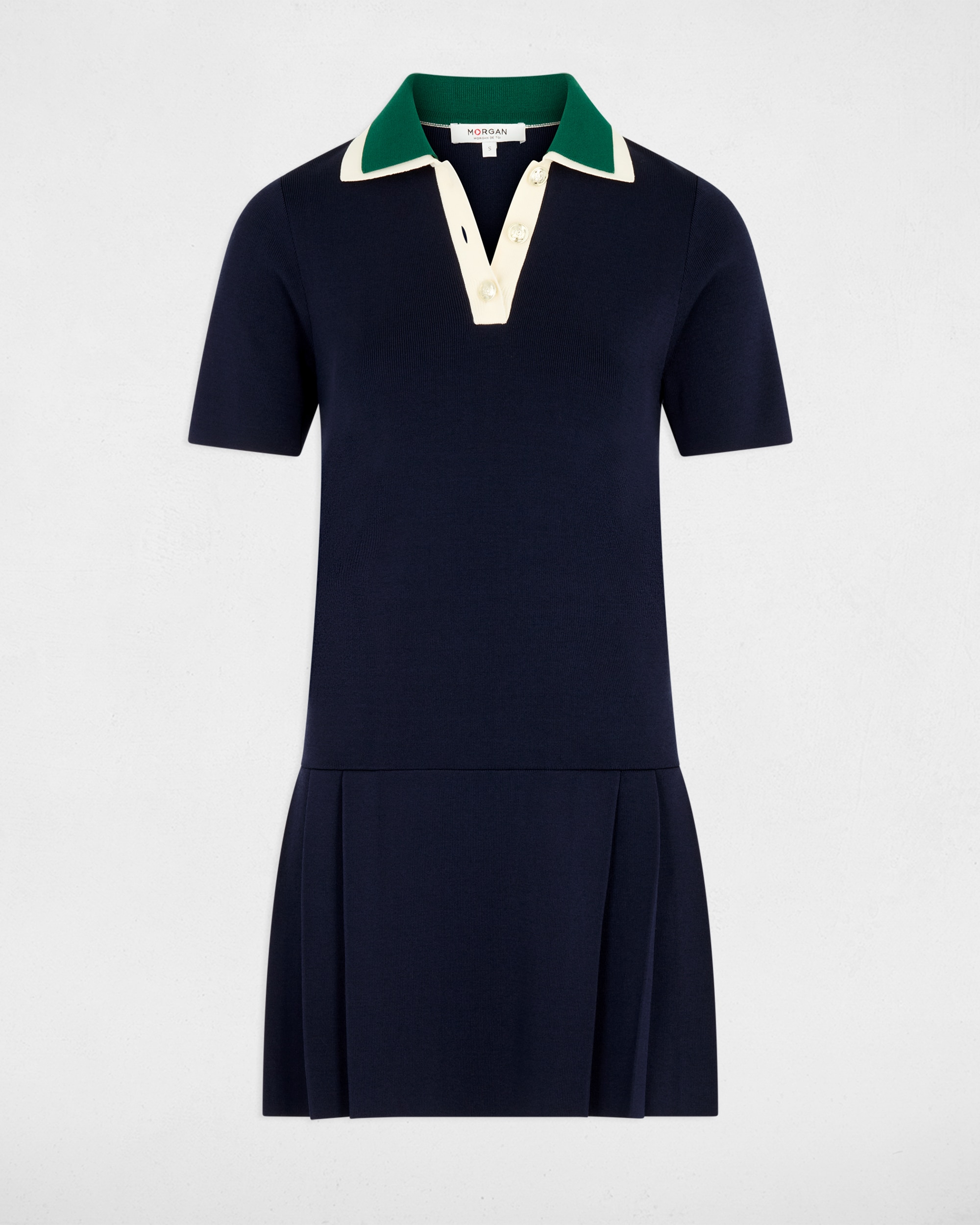 Vestido Curto com Gola Polo Azul-marinho-2