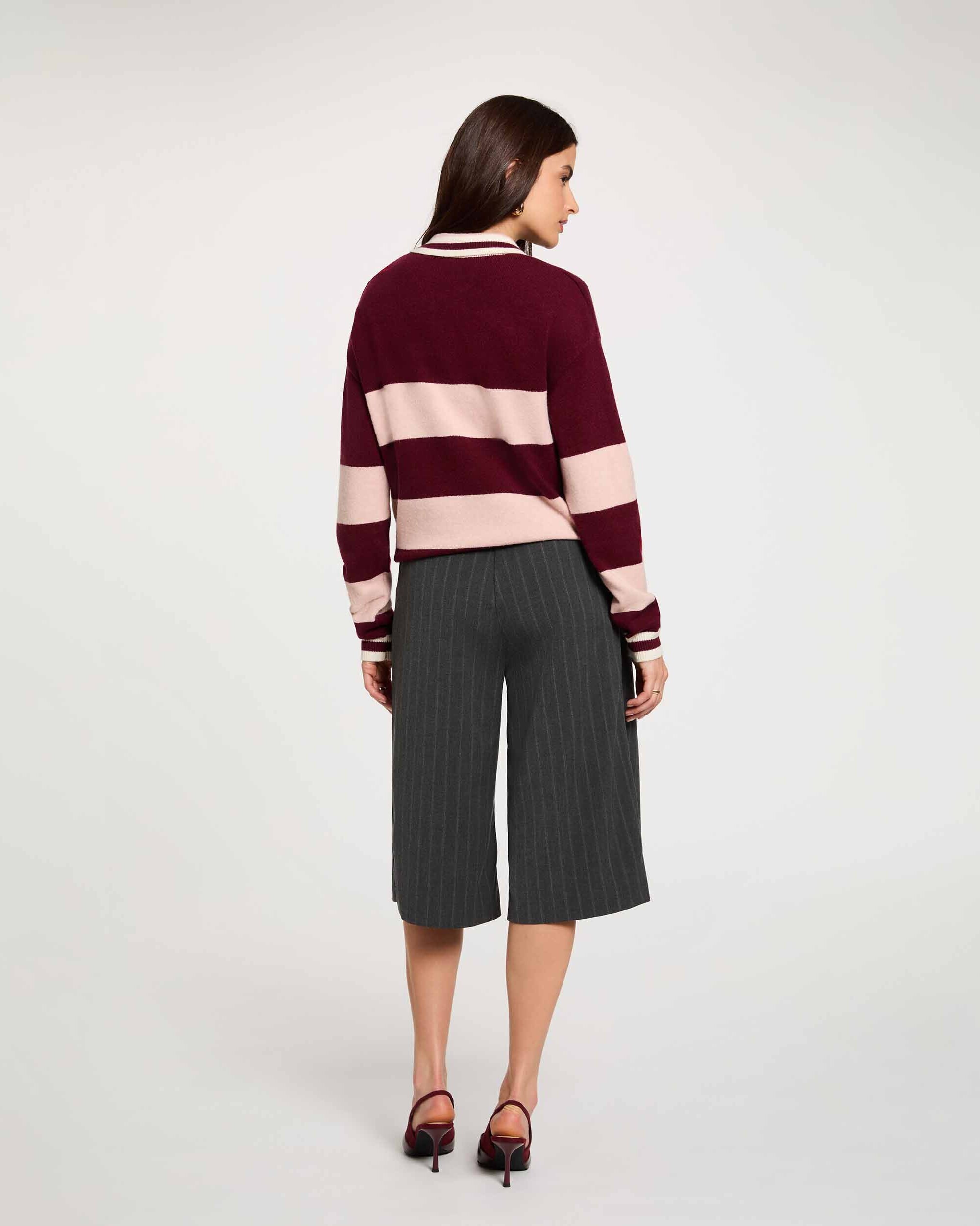 Bermudas com Estampado Às Riscas Cinzento-3