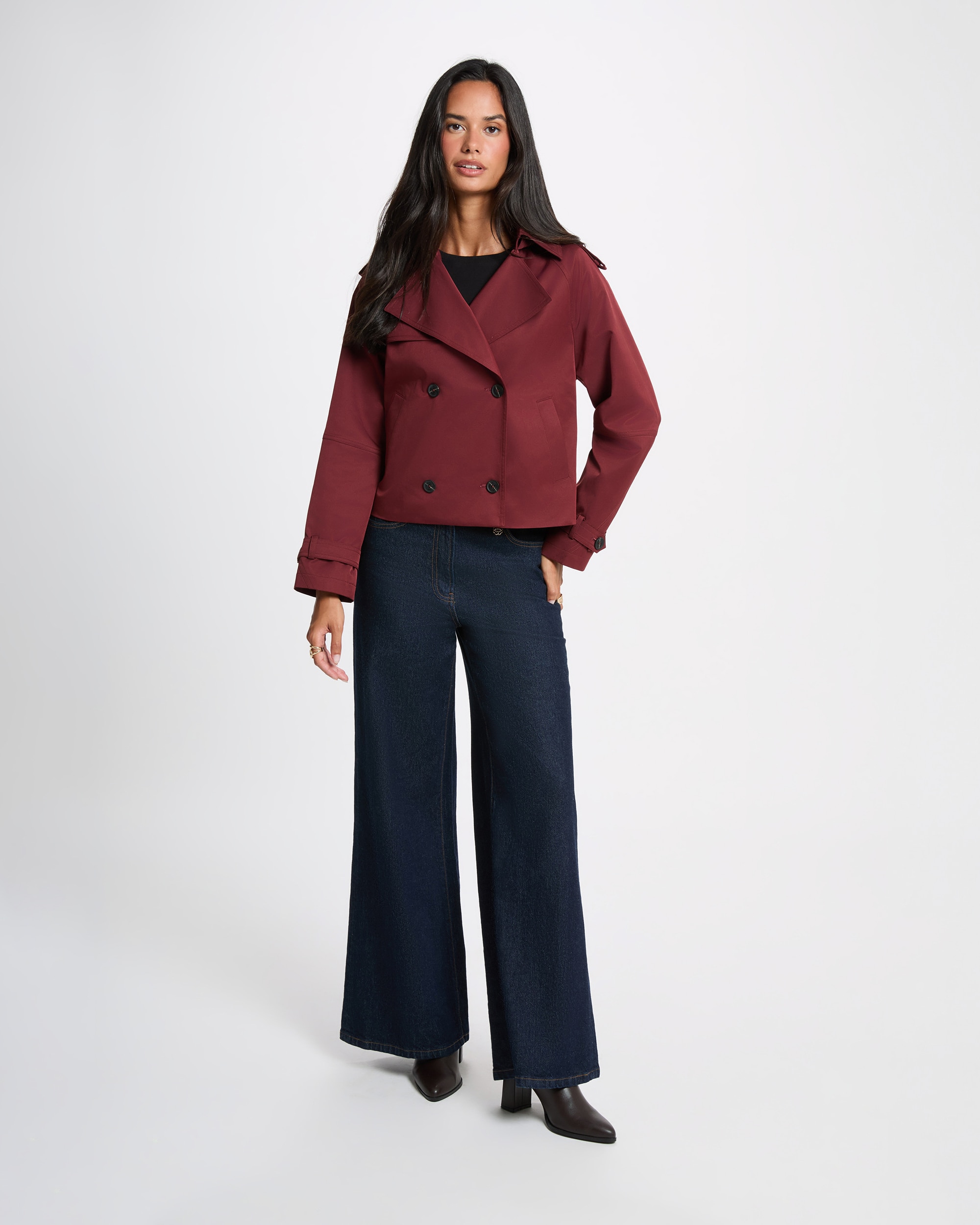 Gabardina com Botões Duplos Bordeaux-3