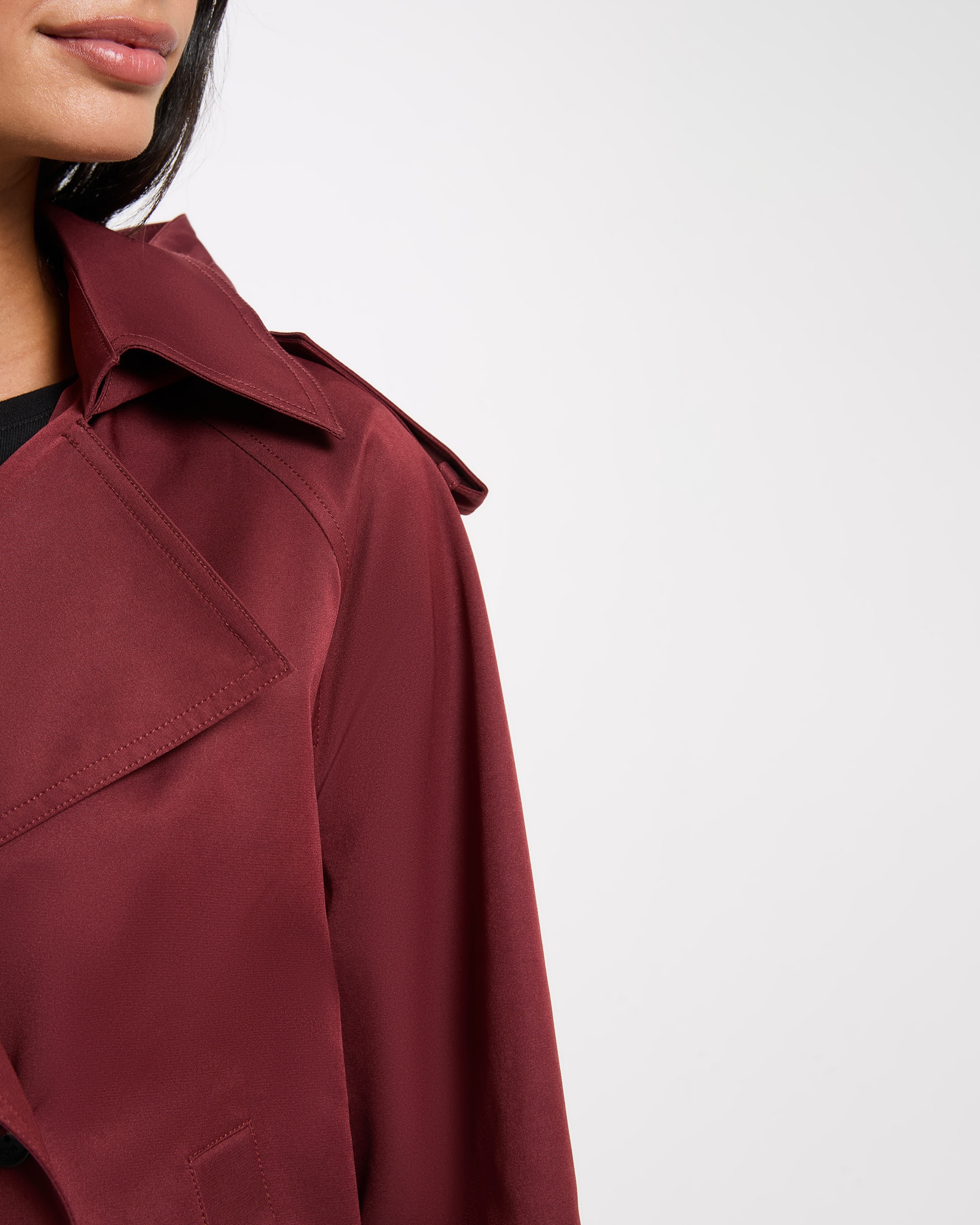 Gabardina com Botões Duplos Bordeaux-4
