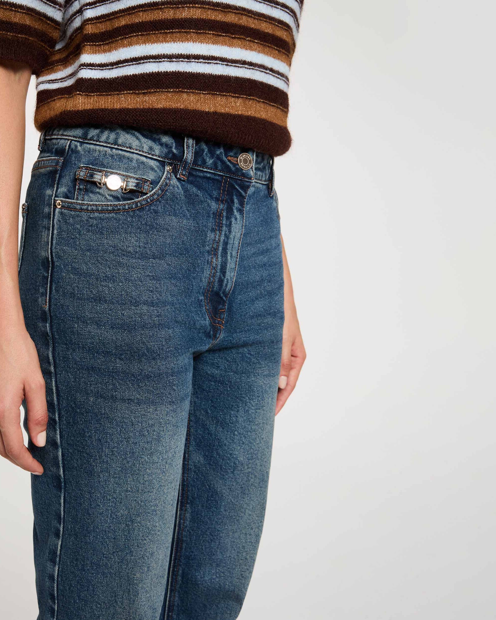 Jeans Straight 5 Bolsos Azul denim-5