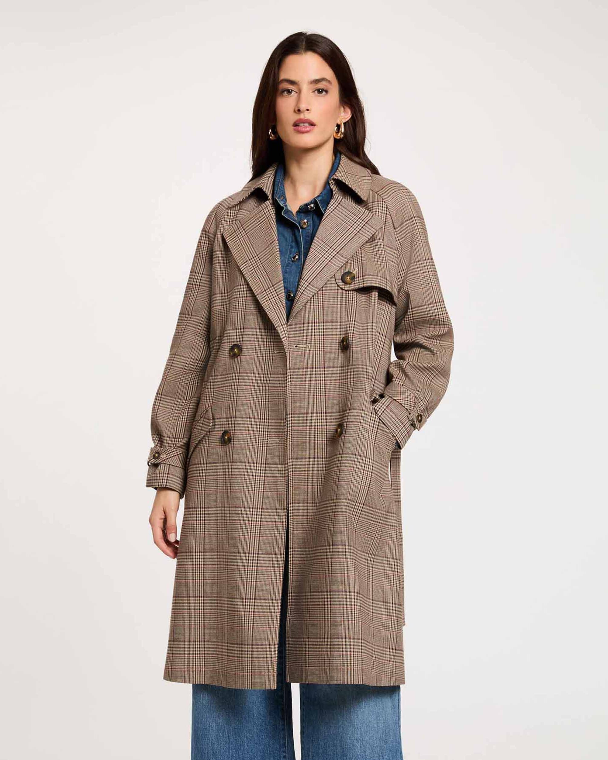 Imagem 0 de Gabardina com Estampado Aos Quadrados