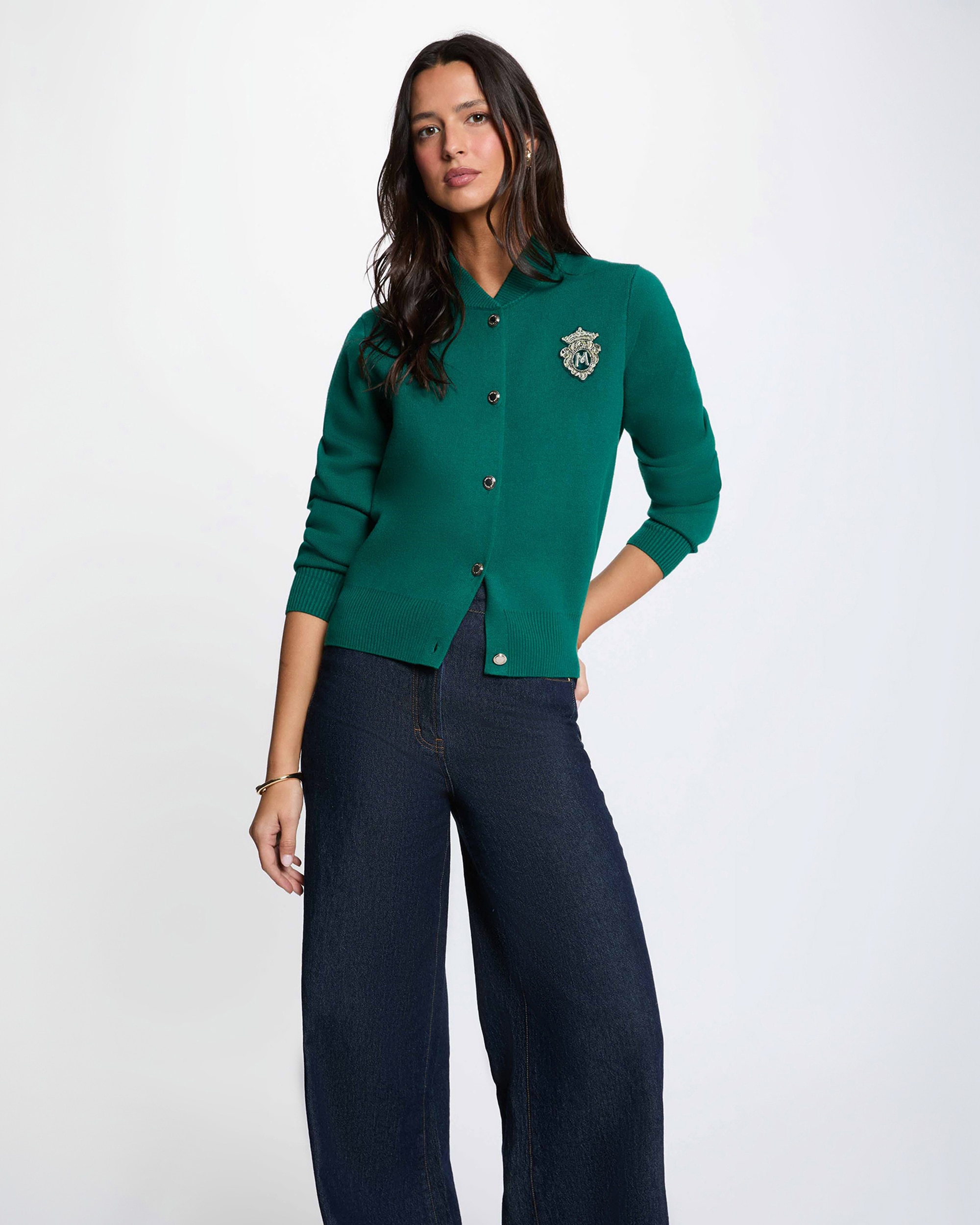 Cardigan com Logo Bordado Verde-1