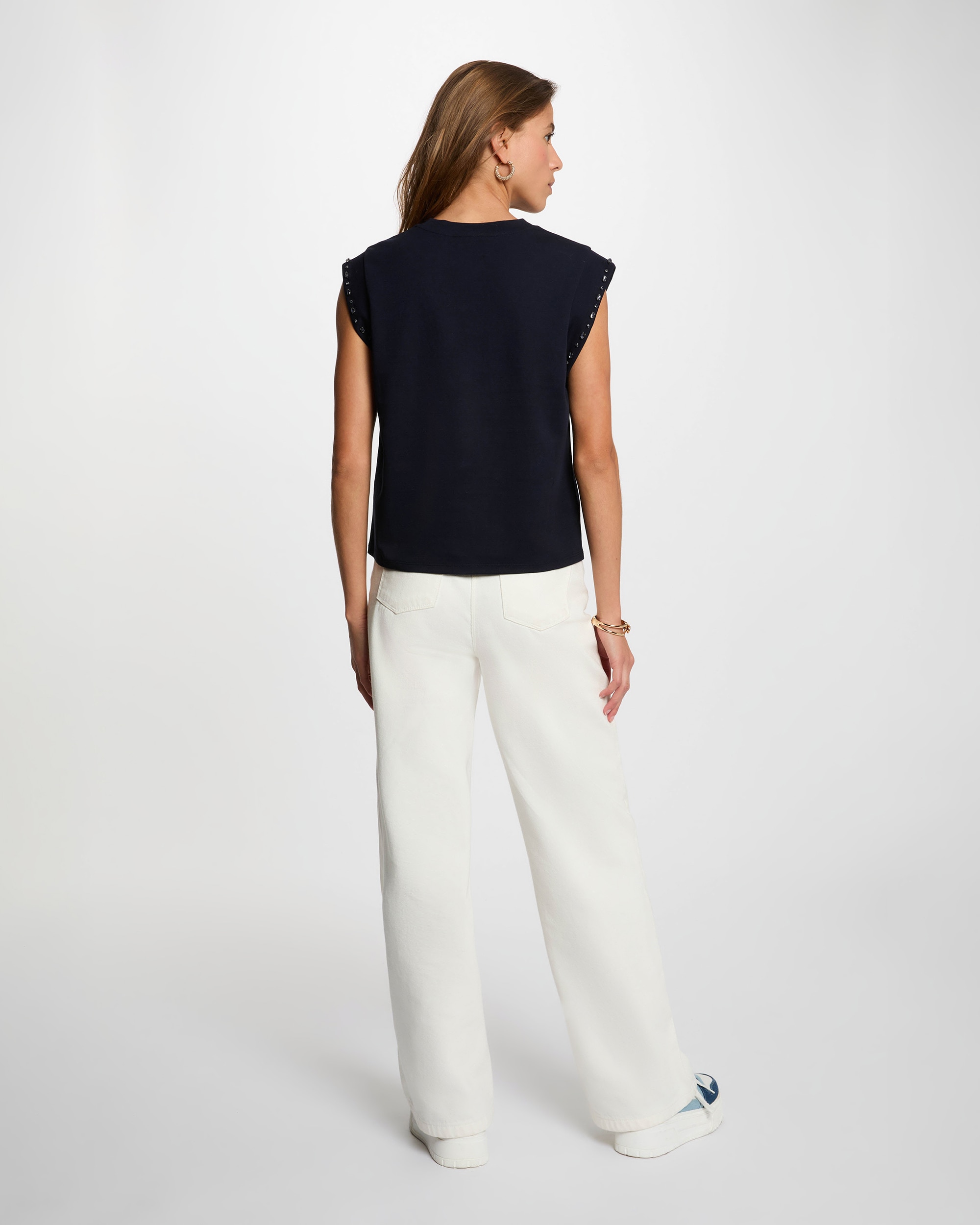 T-shirt sem Mangas Azul-marinho-3