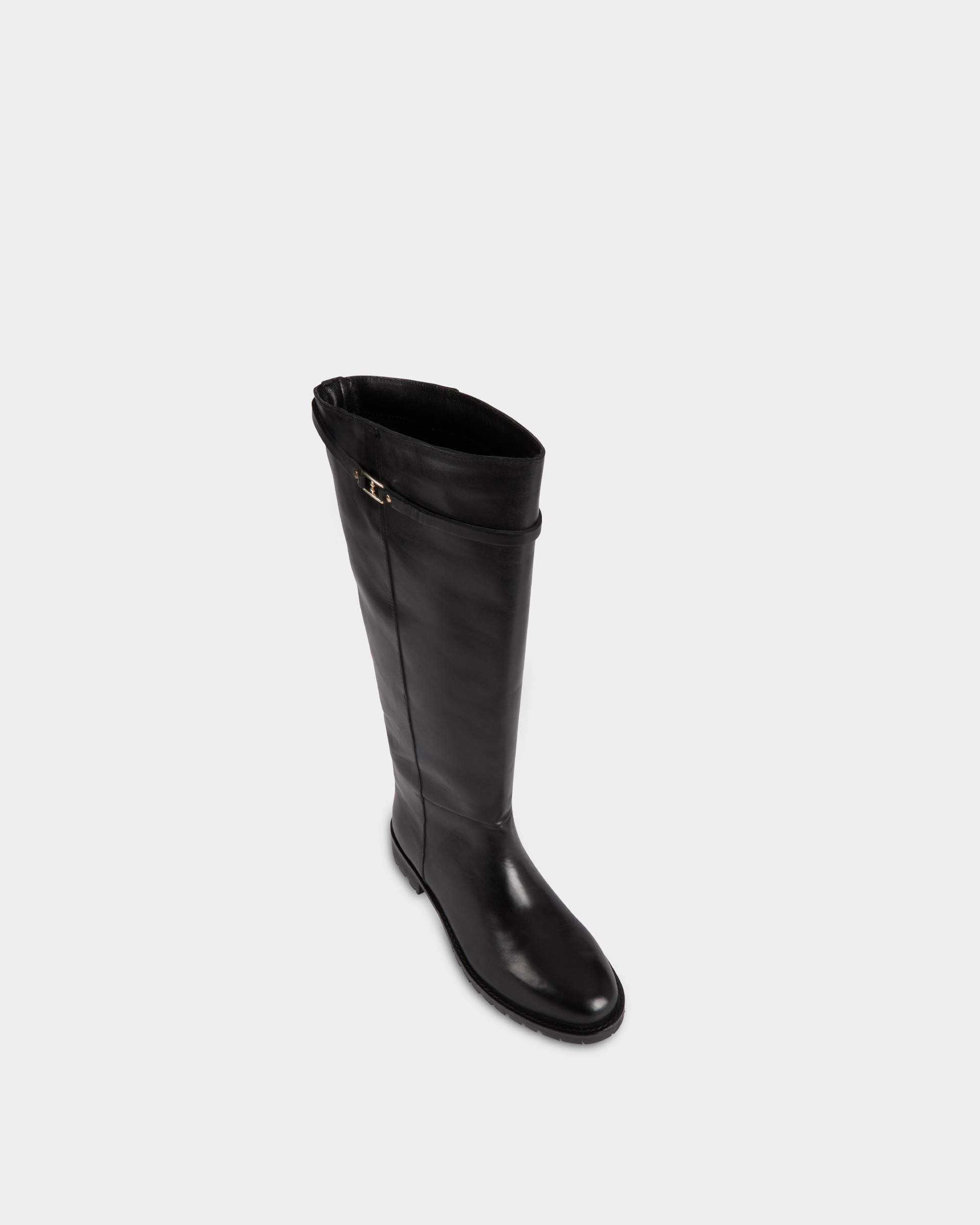Bota Alta com Fivela em Pele Preto-2