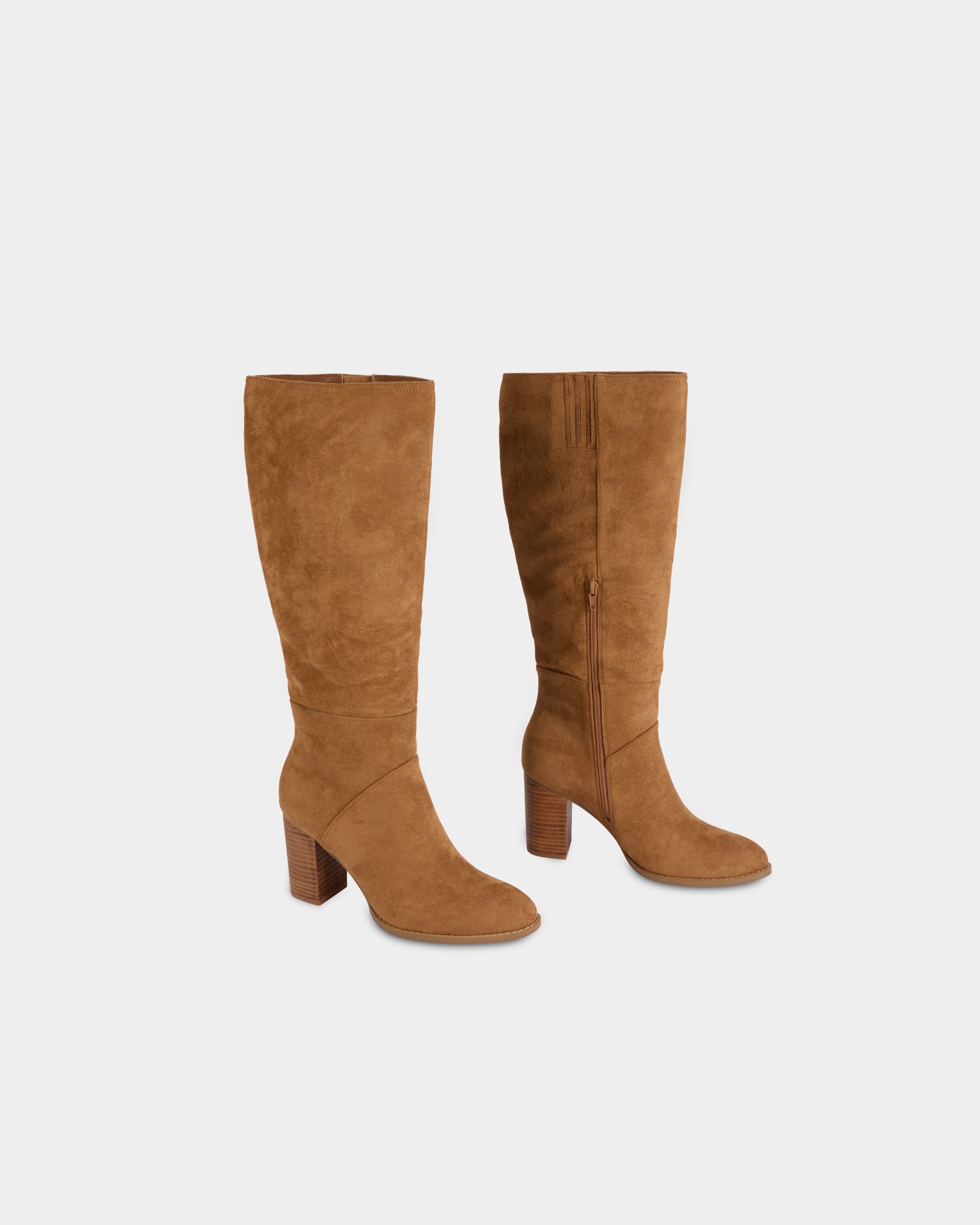 Botas Altas de Camurcina com Fecho Zip Castanho-3