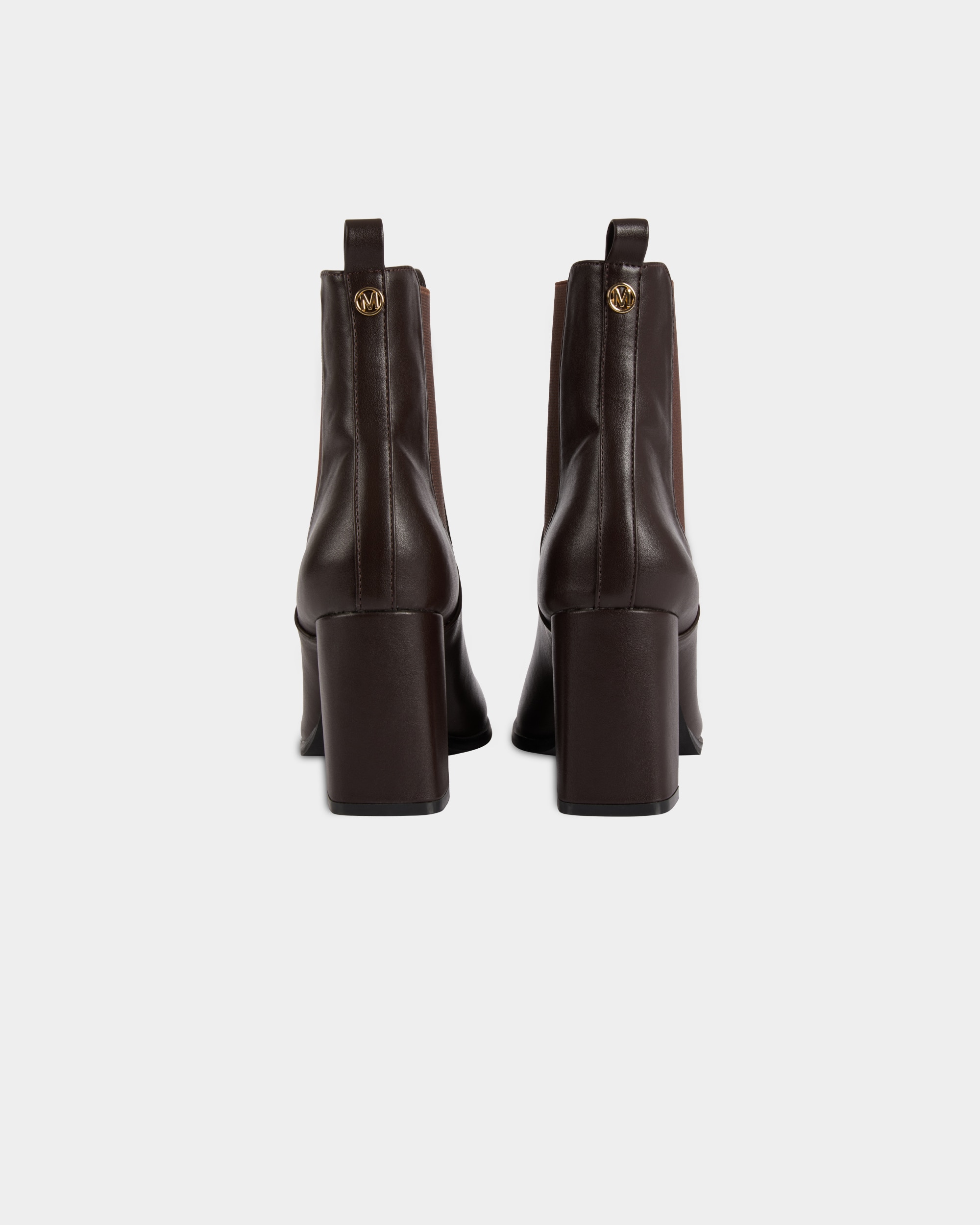 Bota Chelsea com Tacão Quadrado Castanho-2