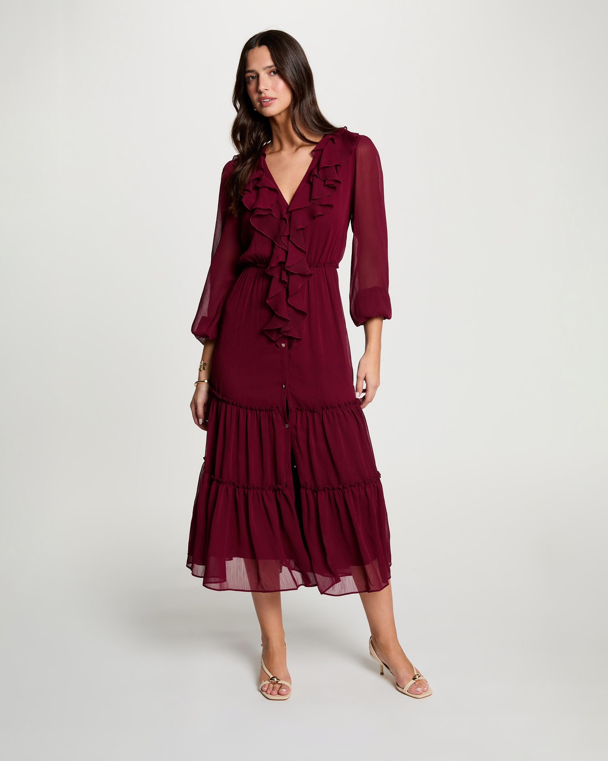 Imagem 0 de Vestido Comprido com Folhos