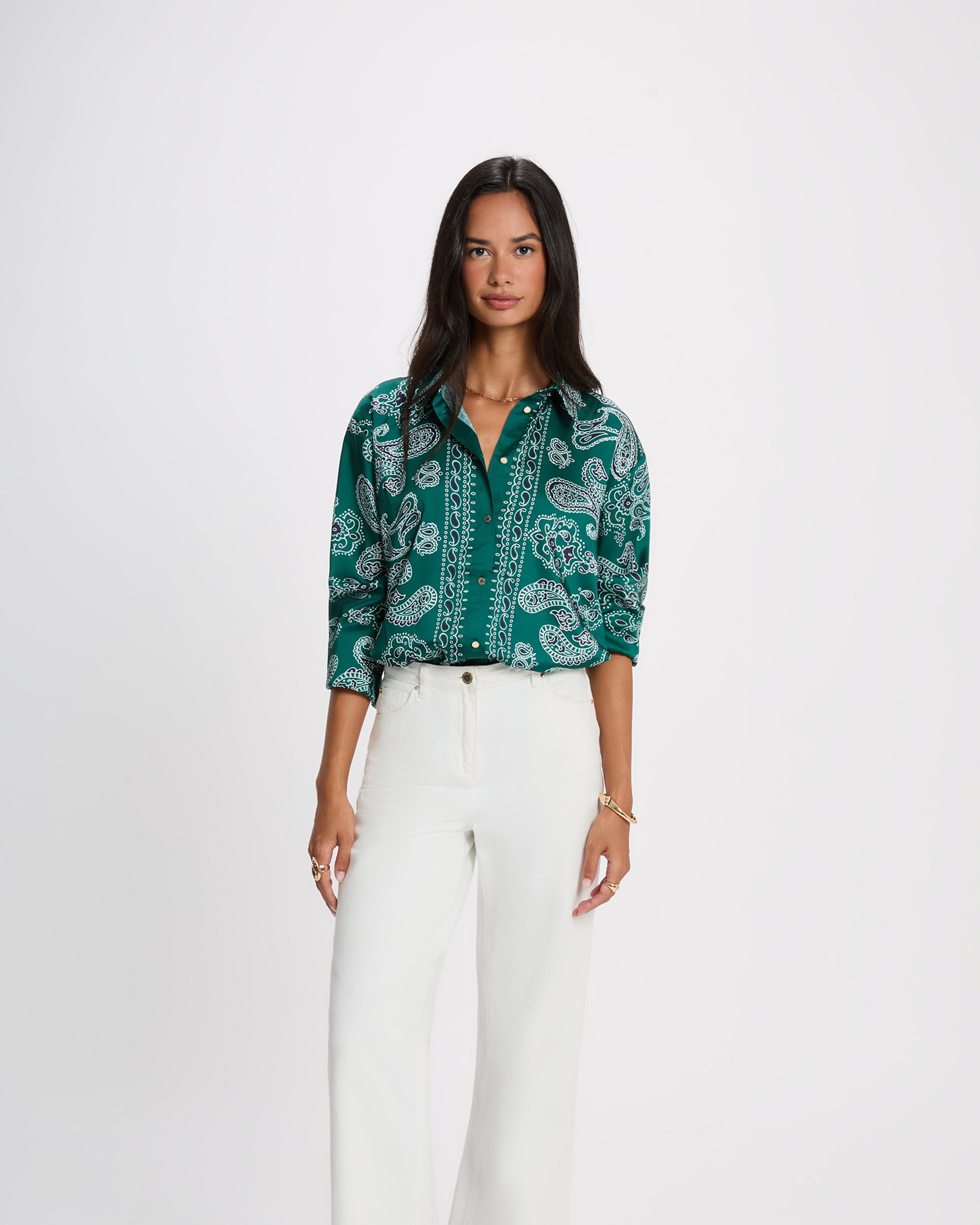 Camisa com Estampado Paisley Multicolor-1
