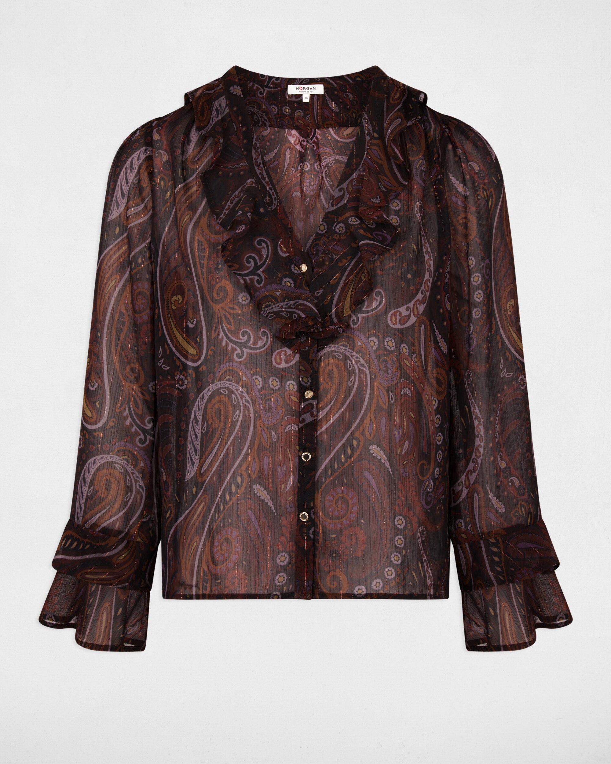 Camisa com Folhos Multicolor-2