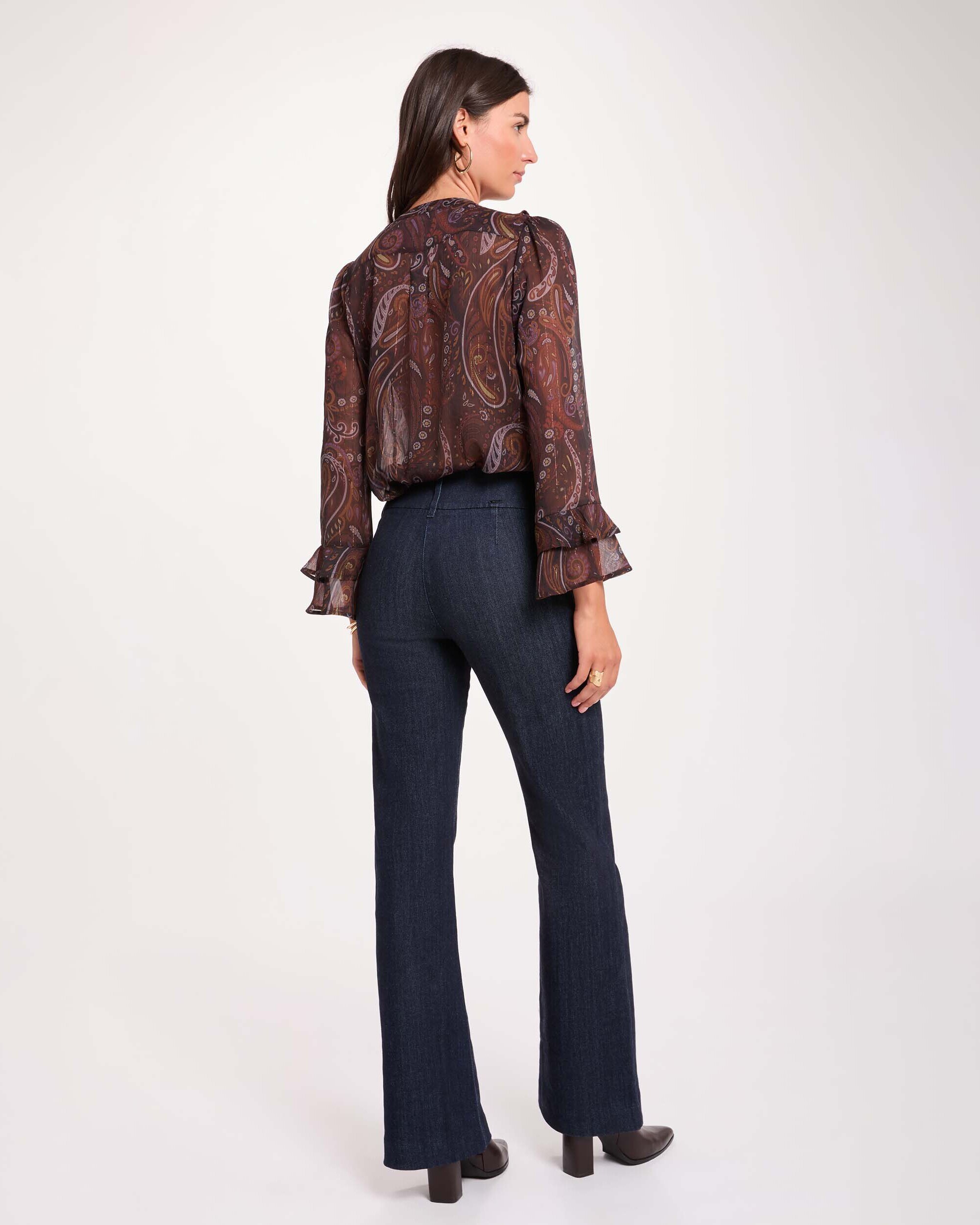 Camisa com Folhos Multicolor-3
