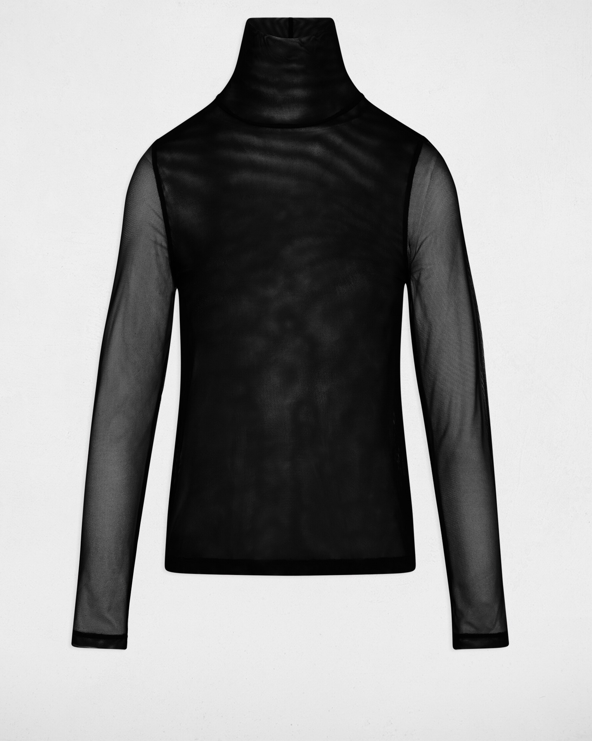 T-shirt com Gola Alta Preto-2