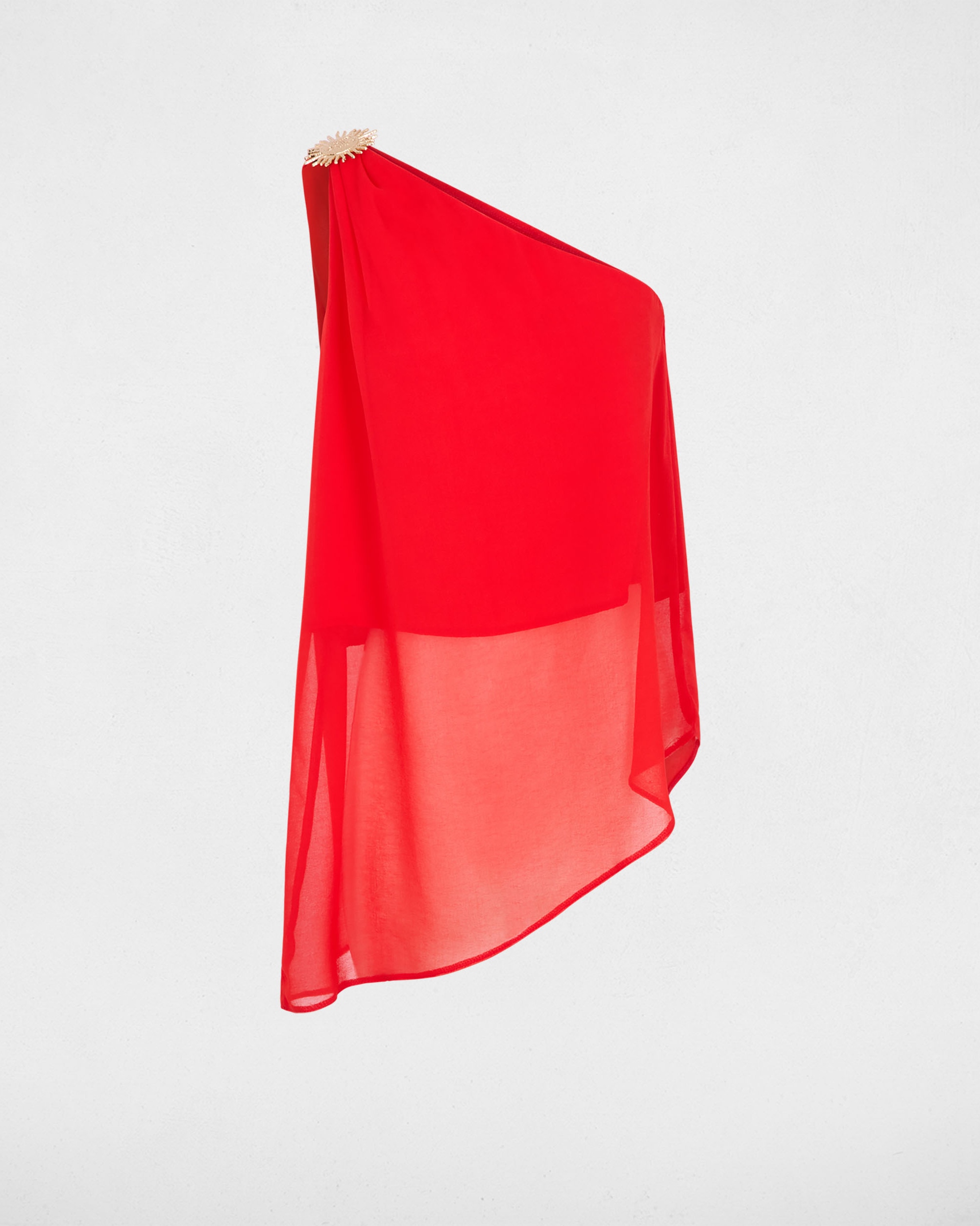 Blusa Assimétrica com Broche Vermelho-2