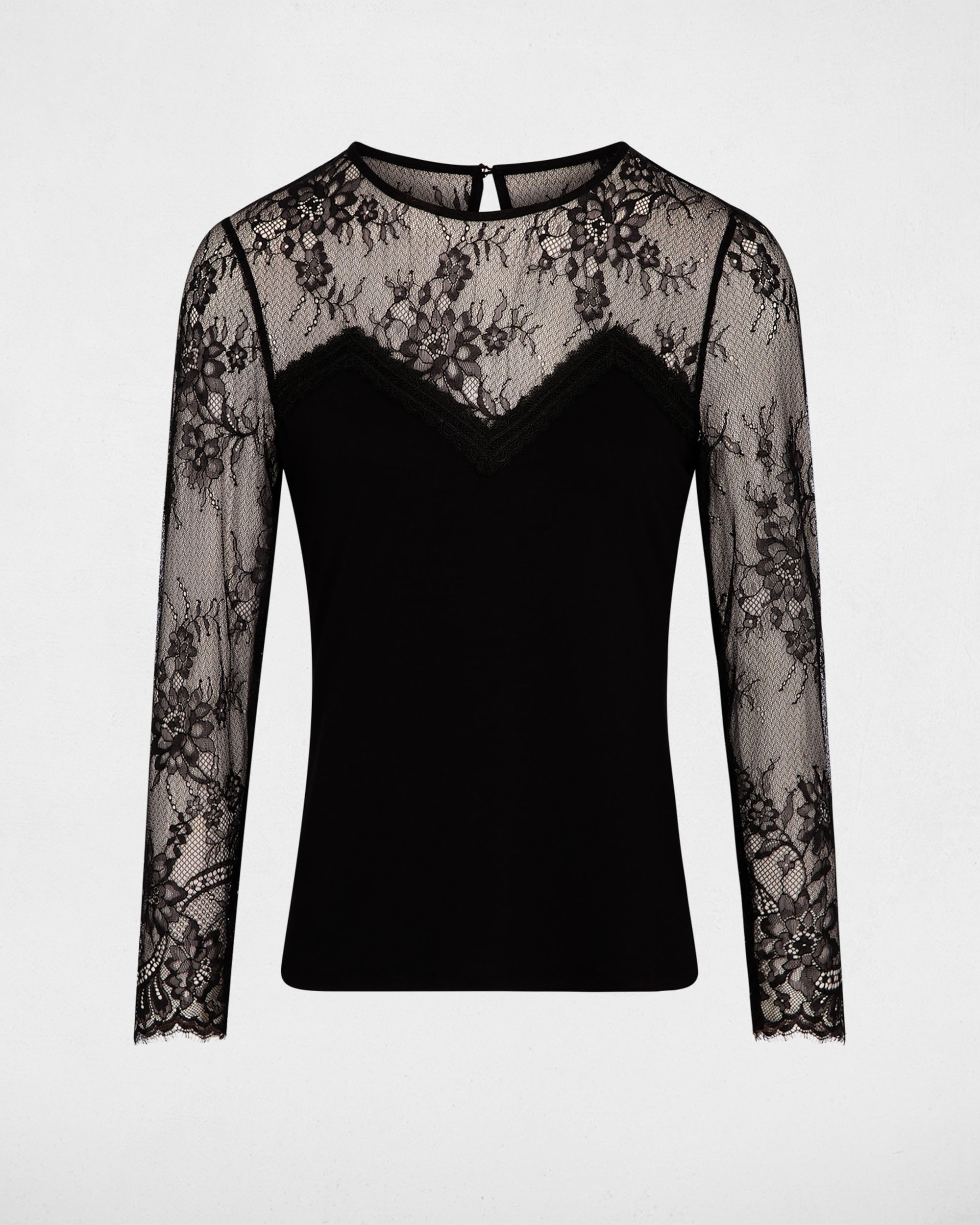 T-shirt com Renda Preto-2