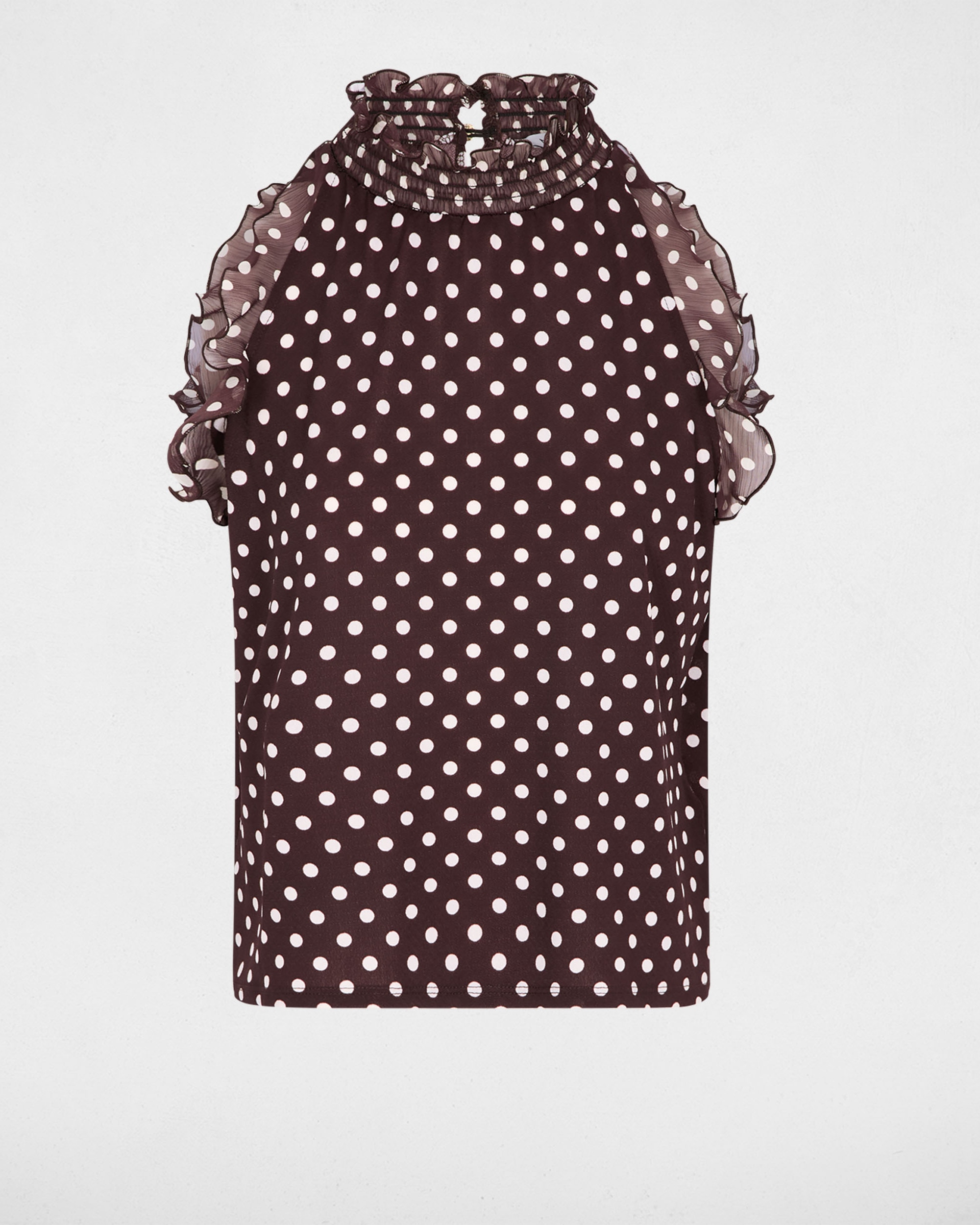 T-shirt com Estampado de Bolinhas Castanho-escuro-2