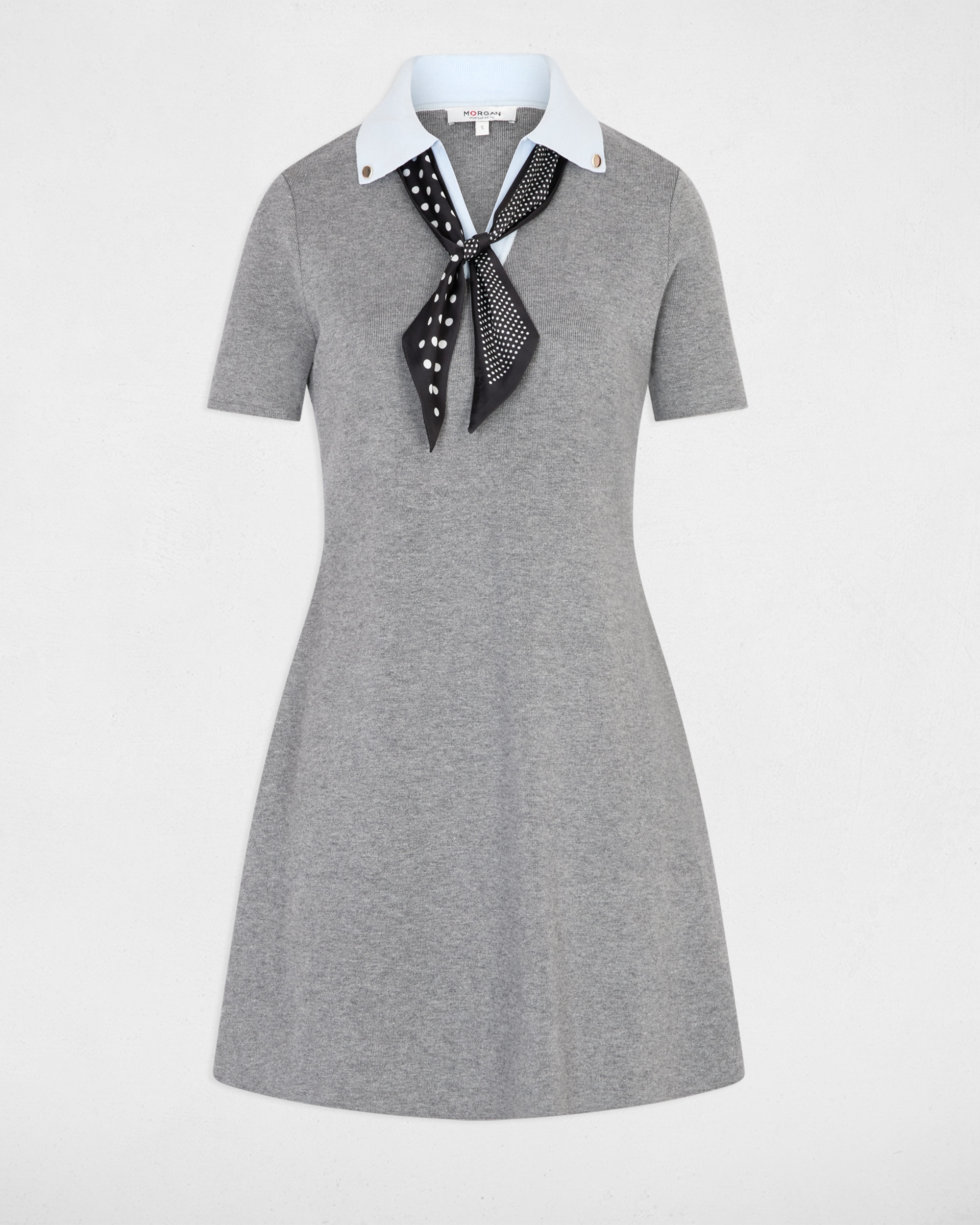 Vestido com Gola Tipo Camisa Cinzento-claro-2