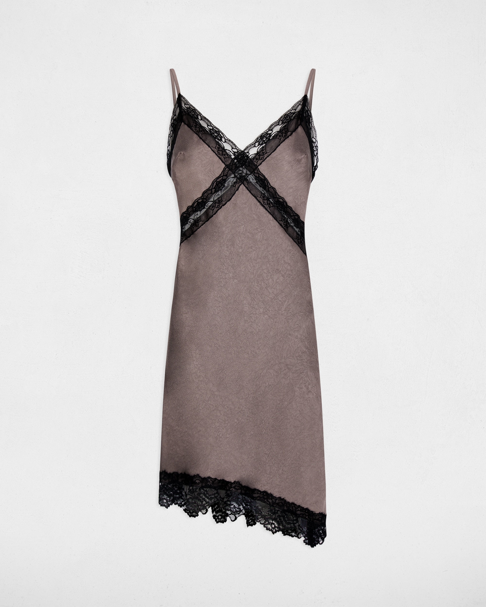 Vestido Curto com Decote em V Taupe-2