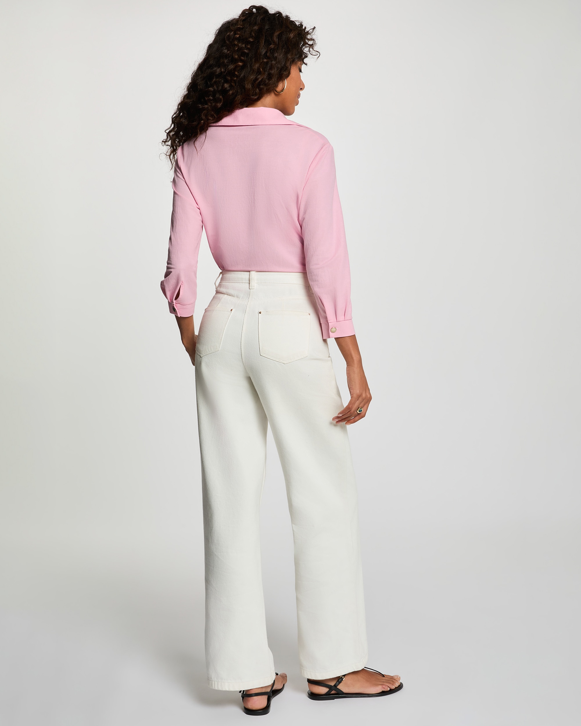 Camisa com Nó e Bolsos Rosa-pastel-3