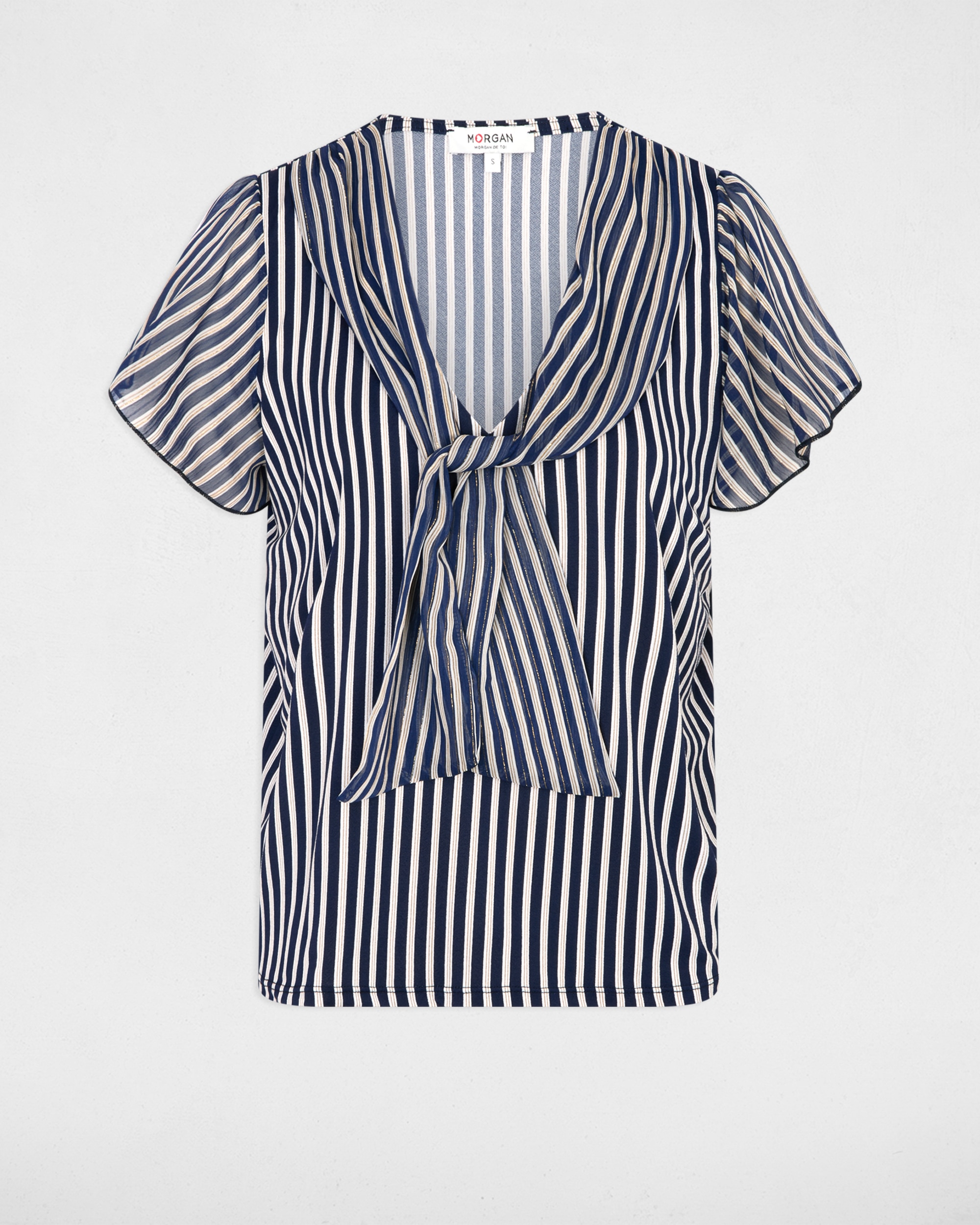 T-shirt com Estampado Às Riscas Azul-marinho-2