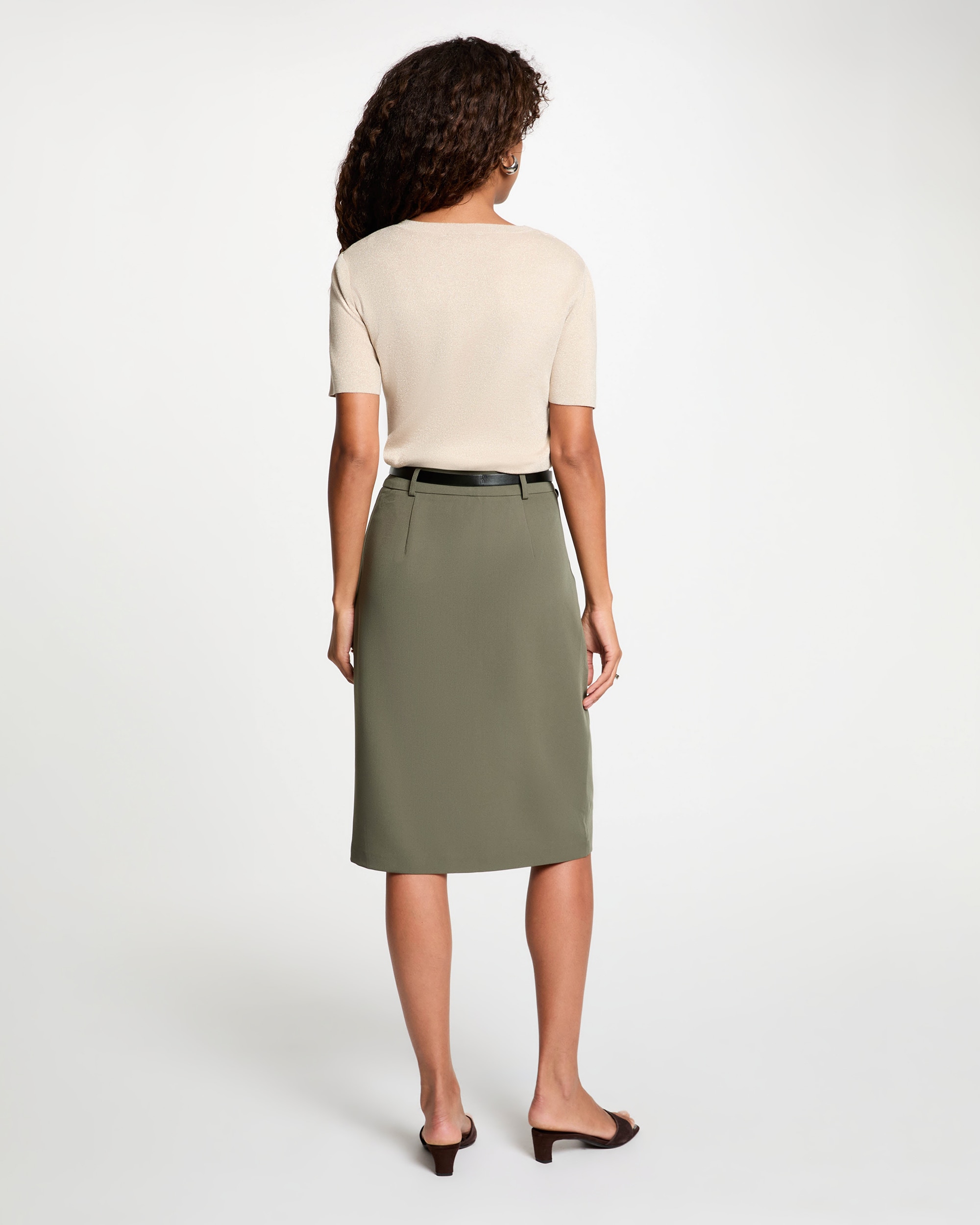 Saia Midi com Pinças Sastre Verde-militar-3