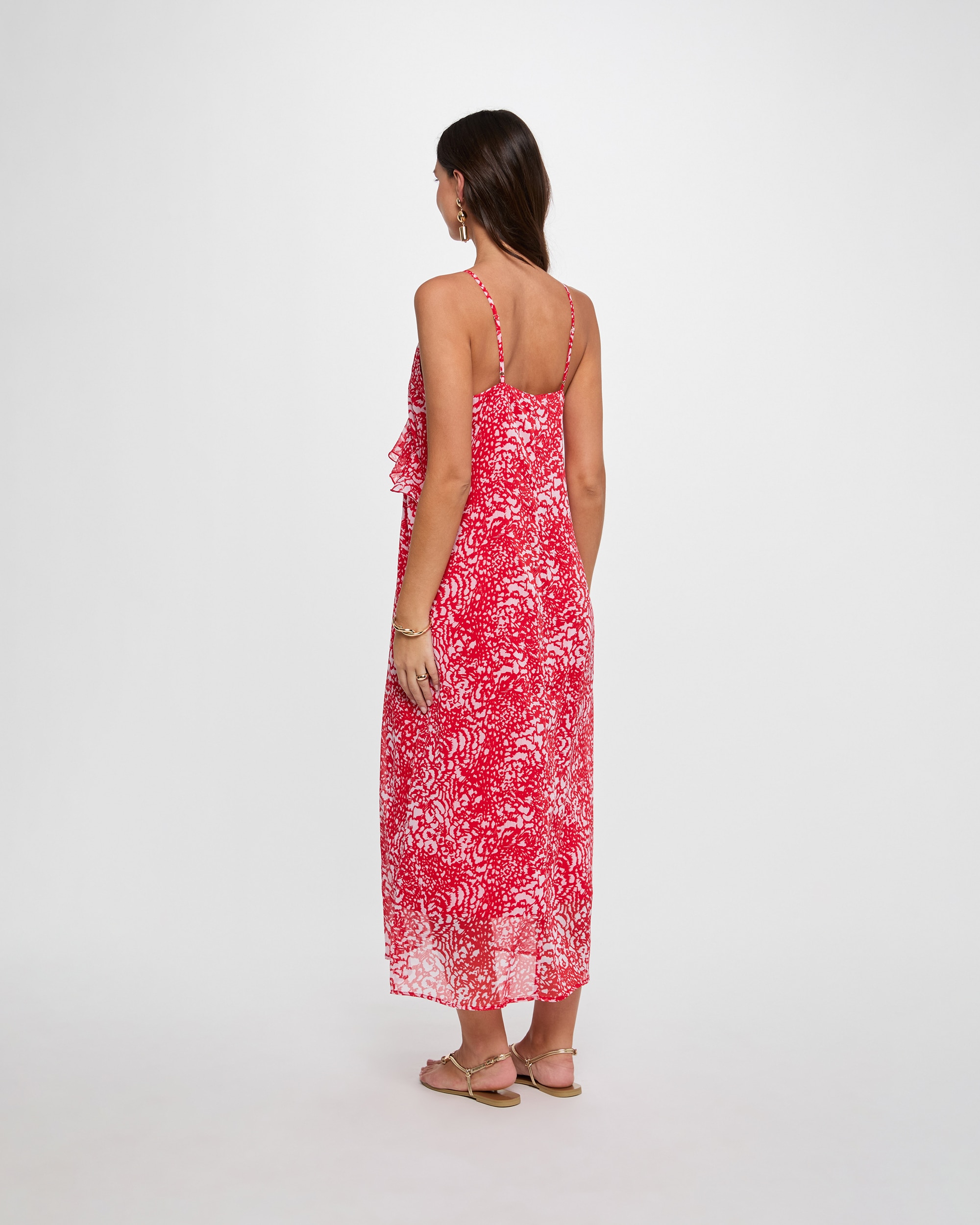 Vestido Comprido com Decote em V Multicolor-3