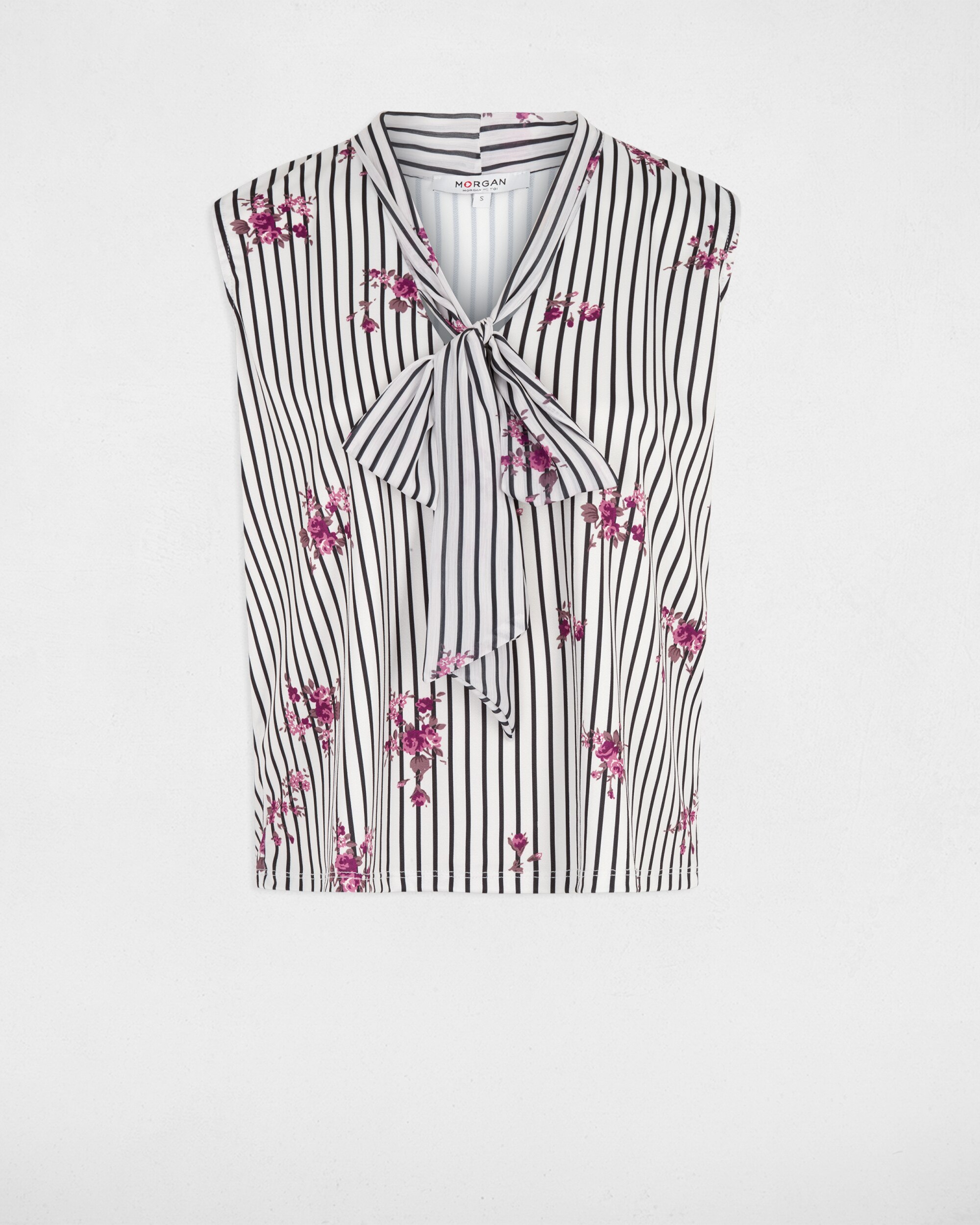 Blusa sem Mangas com Laço Multicolor-2