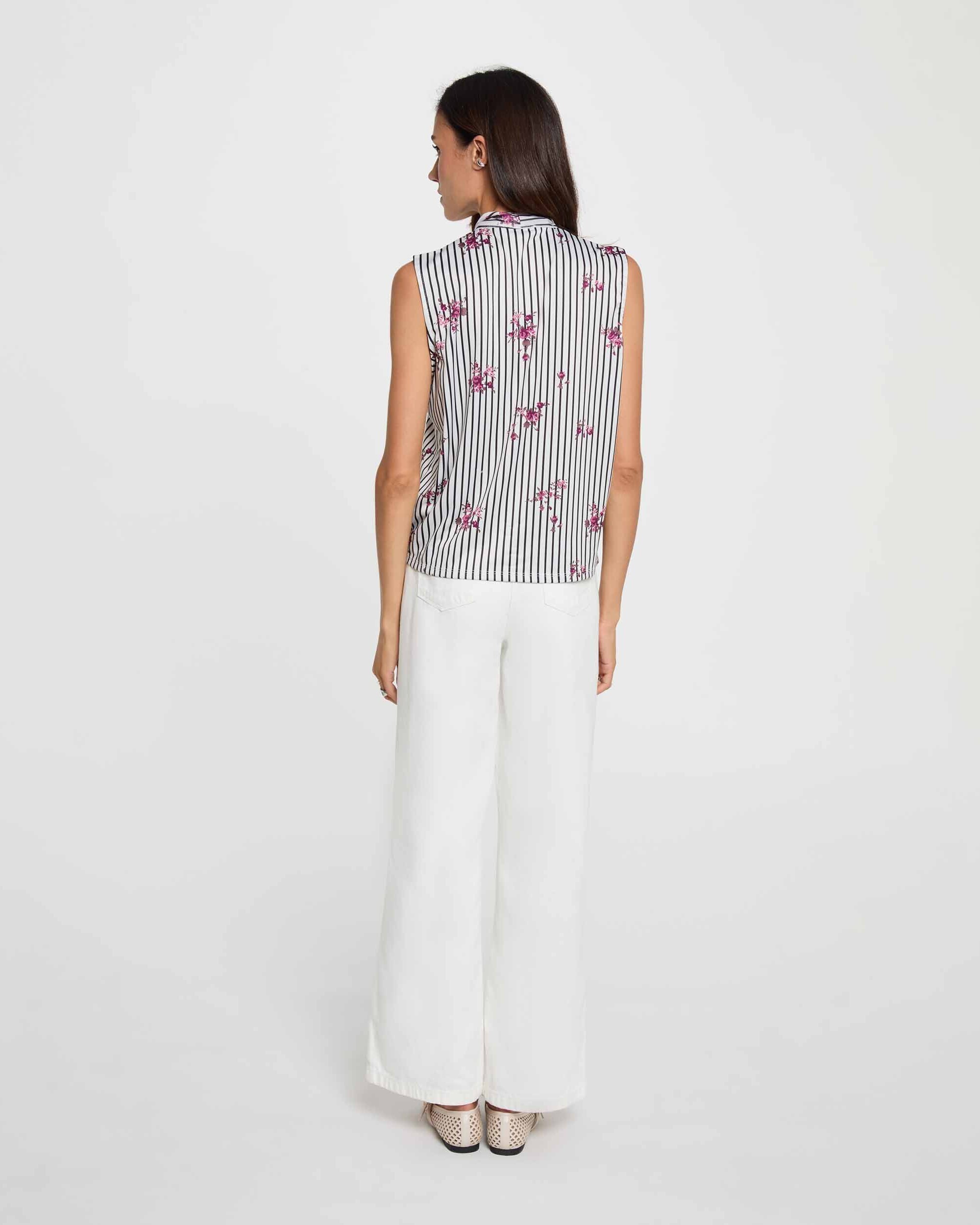 Blusa sem Mangas com Laço Multicolor-3
