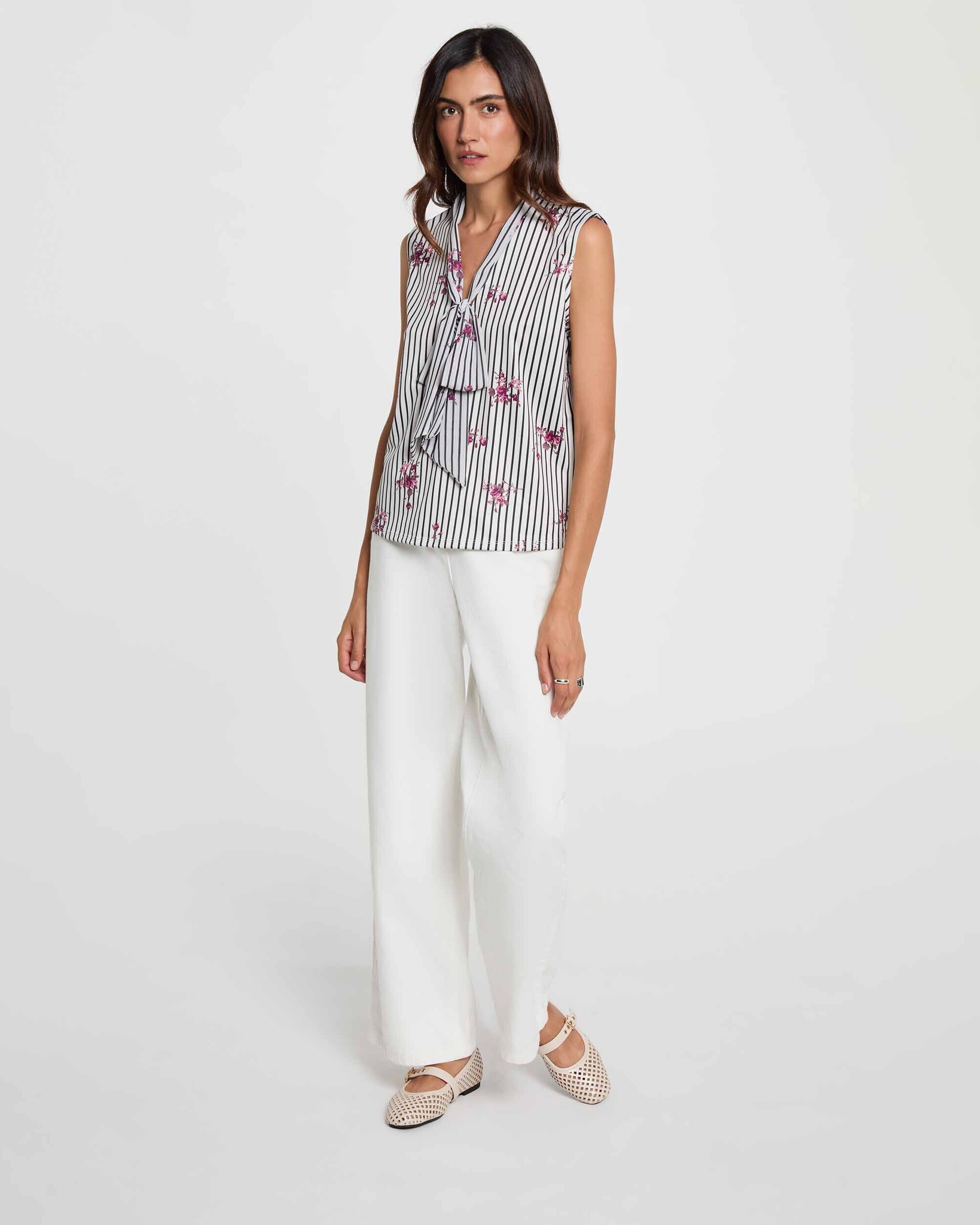 Blusa sem Mangas com Laço Multicolor-4