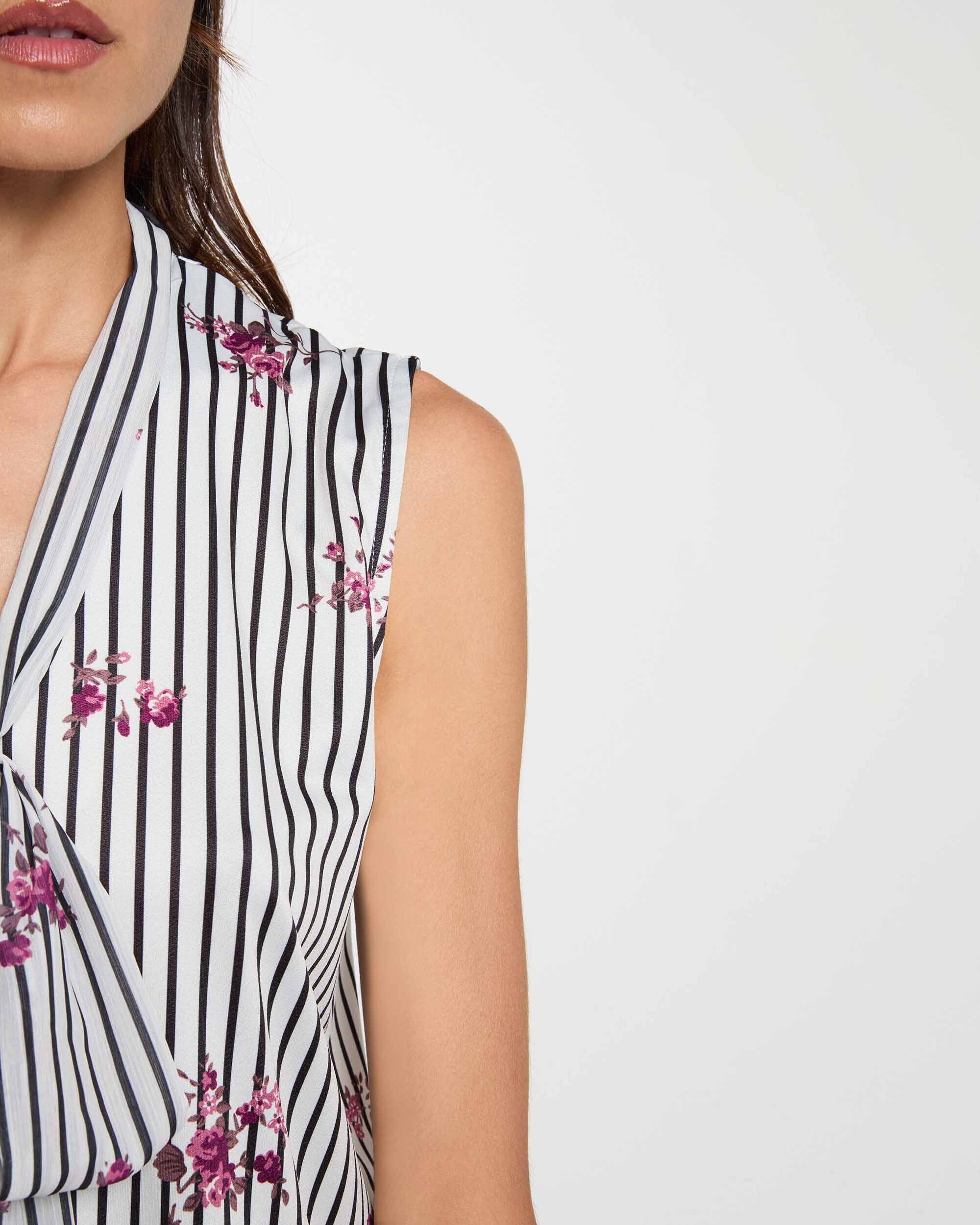 Blusa sem Mangas com Laço Multicolor-5
