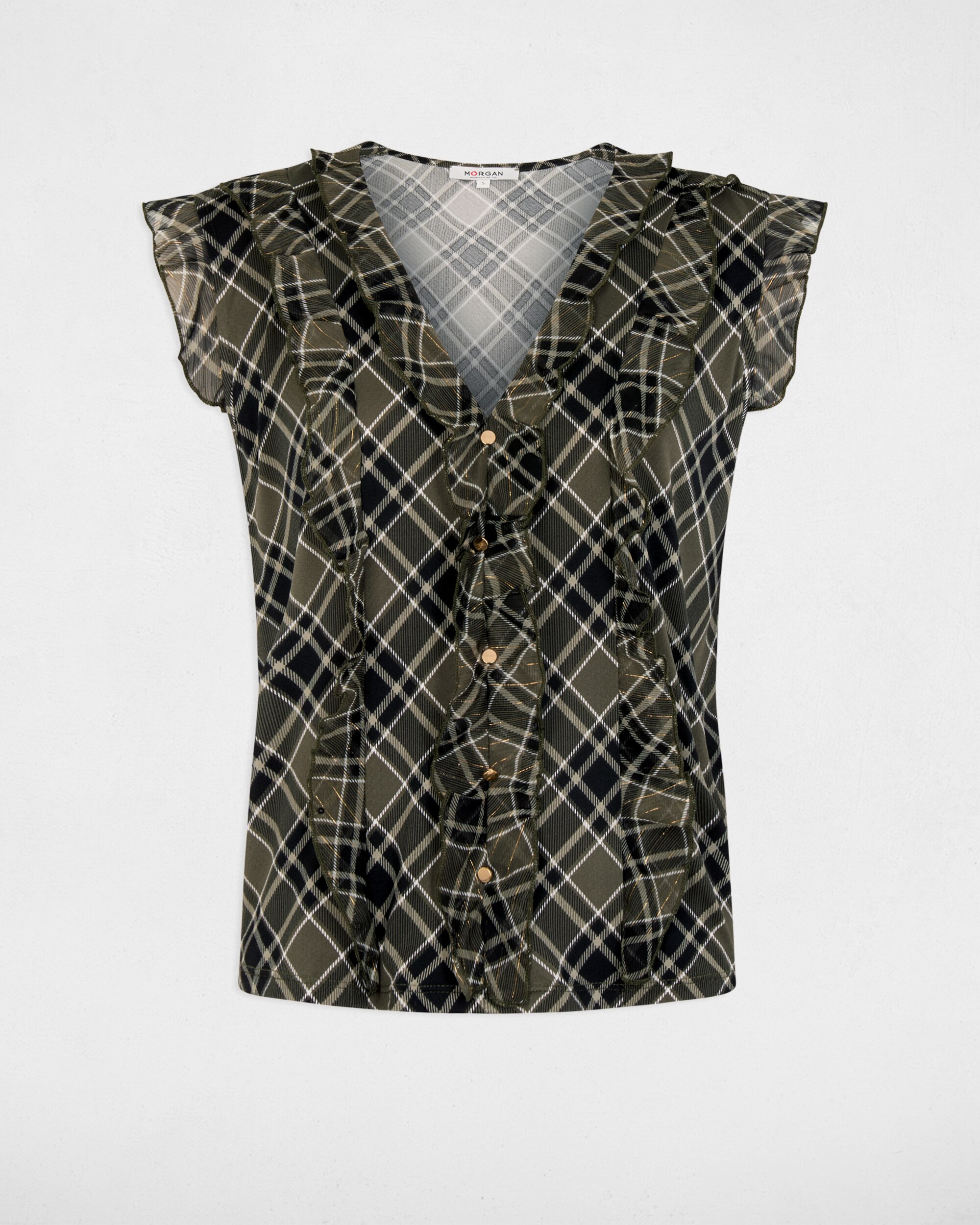T-shirt com Folhos Multicolor-2