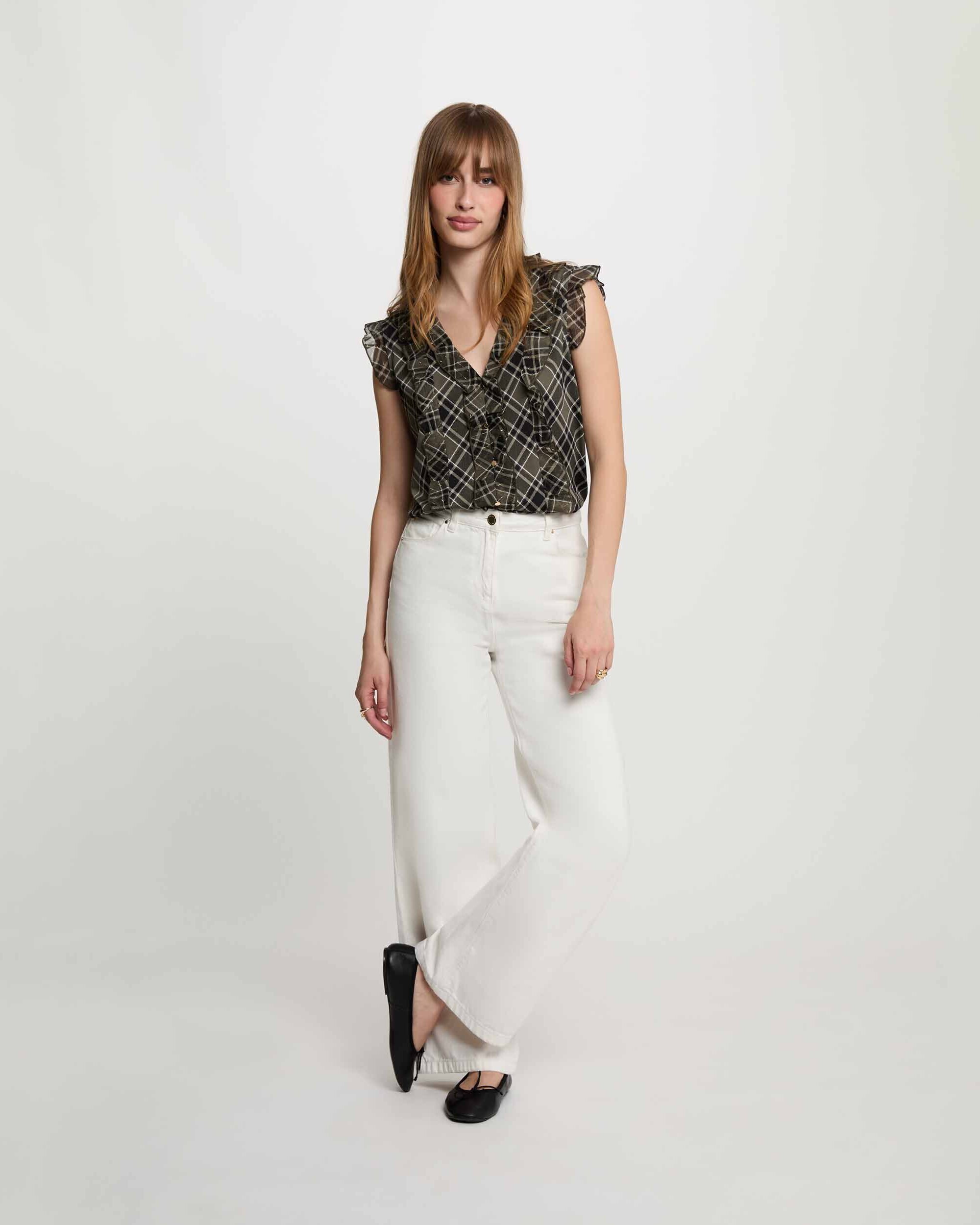 T-shirt com Folhos Multicolor-4