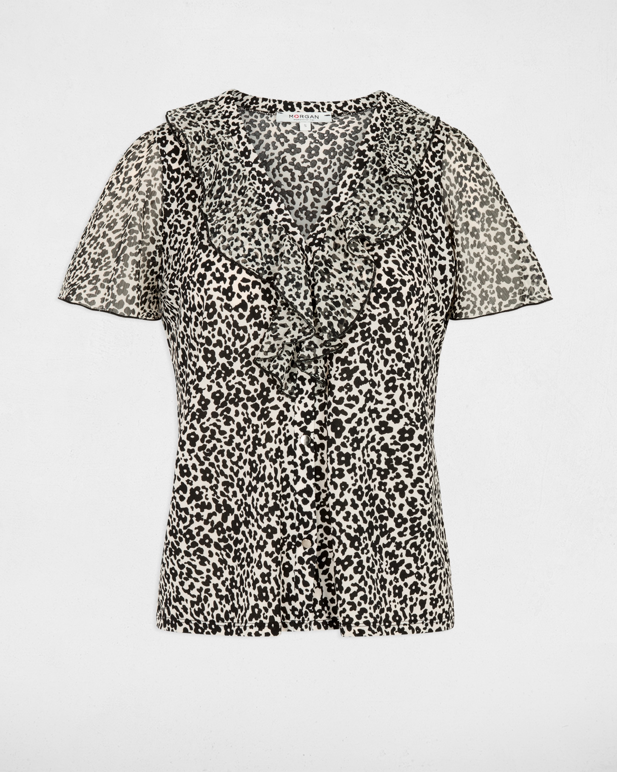 T-shirt com Folhos Multicolor-2