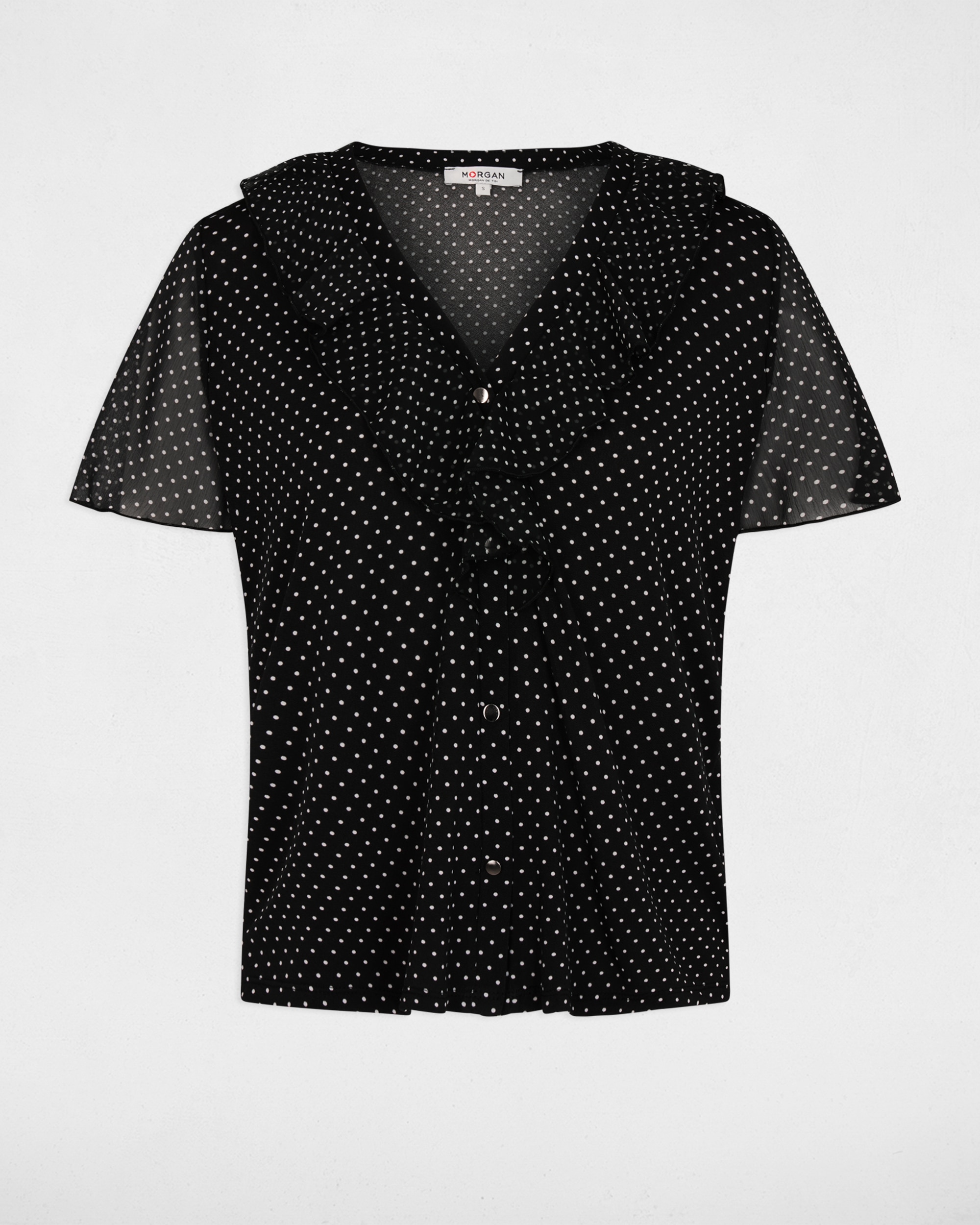 T-shirt com Estampado de Bolinhas Preto / Branco-2