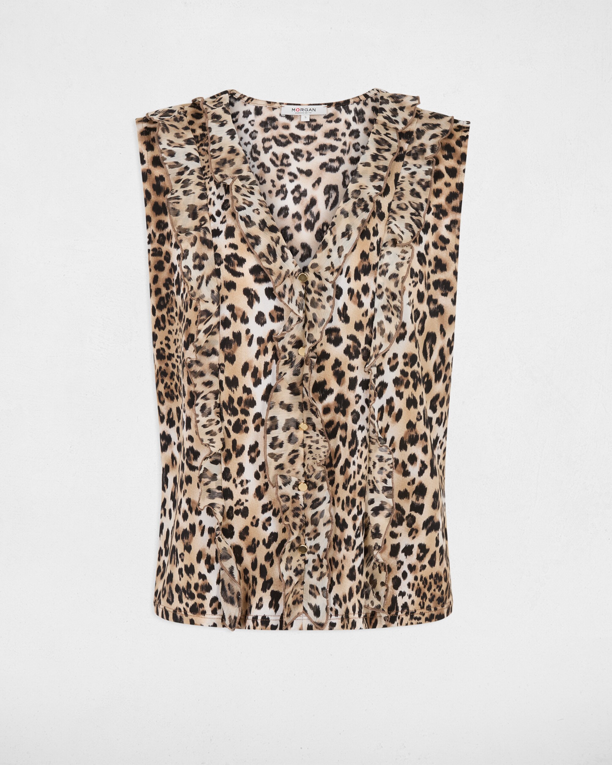 Blusa sem Mangas com Folhos Multicolor-2