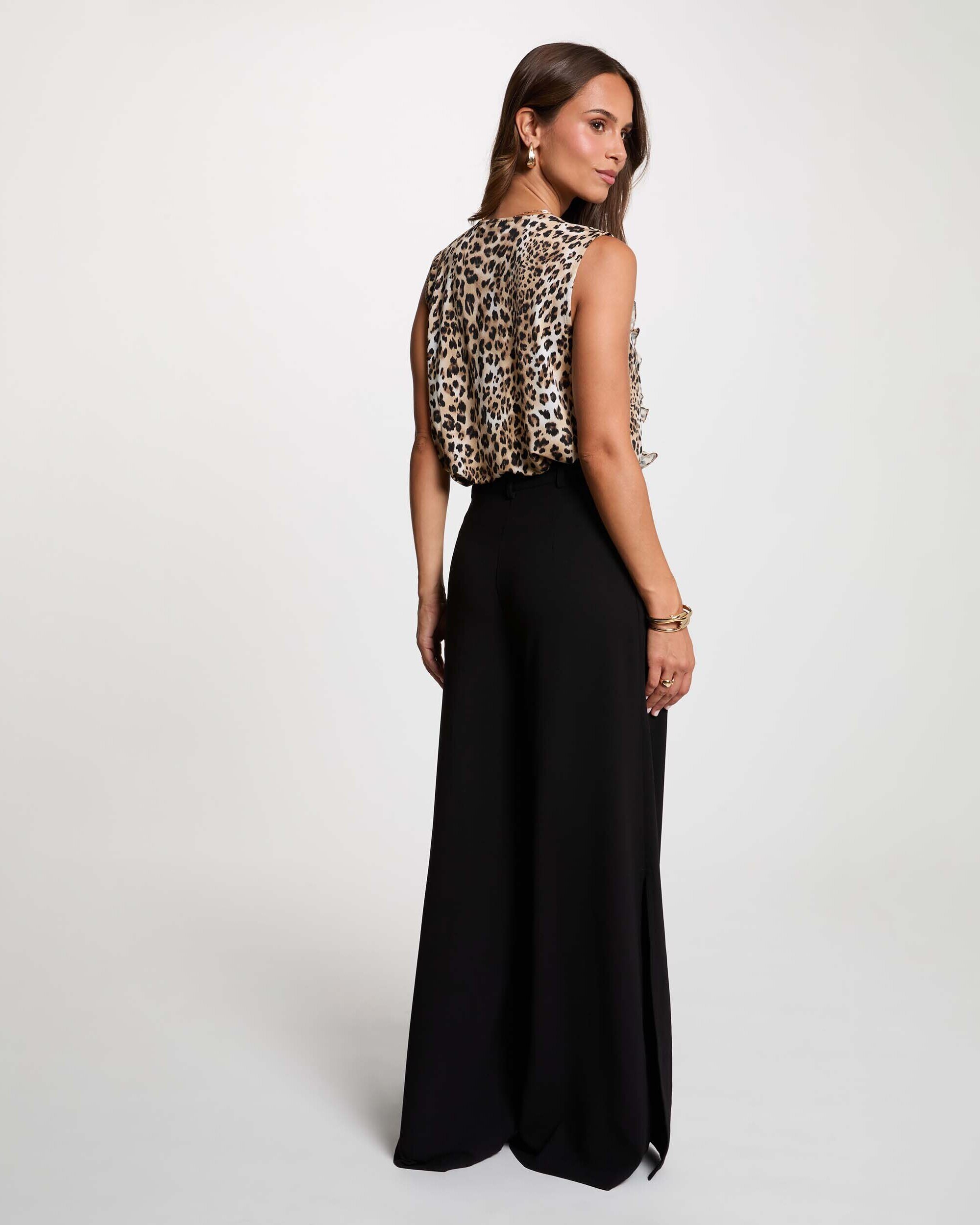 Blusa sem Mangas com Folhos Multicolor-3