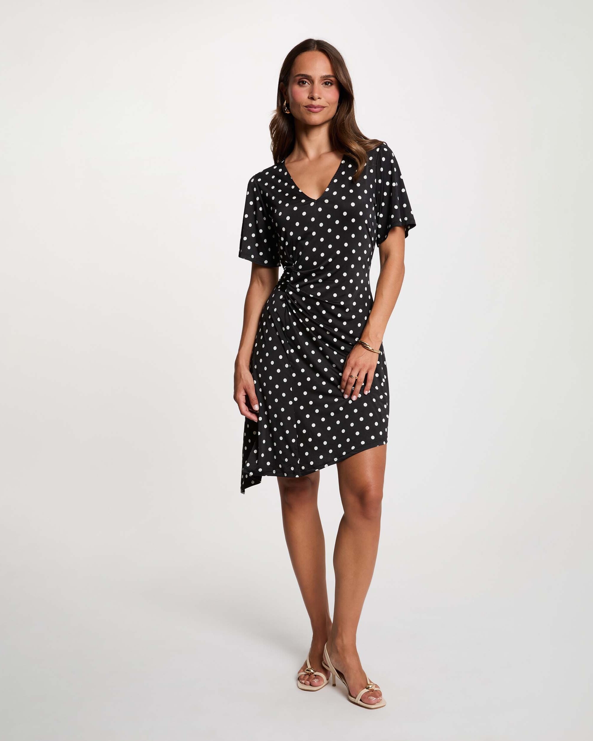 Vestido Curto com Estampado de Bolinhas Multicolor-4