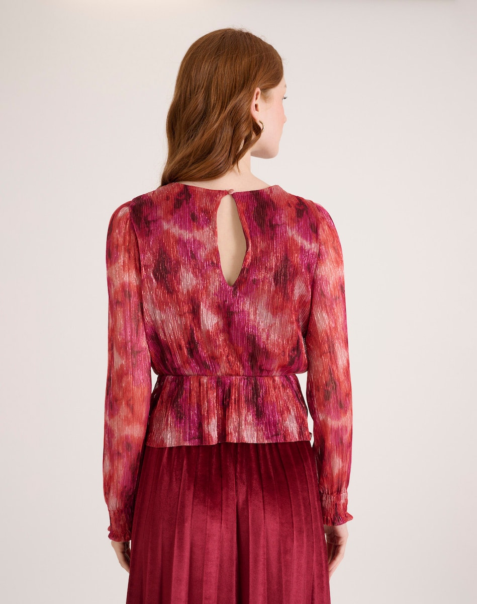 Blusa com Lúrex de Manga Comprida Bordeaux-2