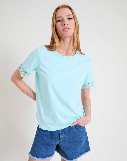 Imagem 0 de T-shirt de Manga Curta com Gola Redonda